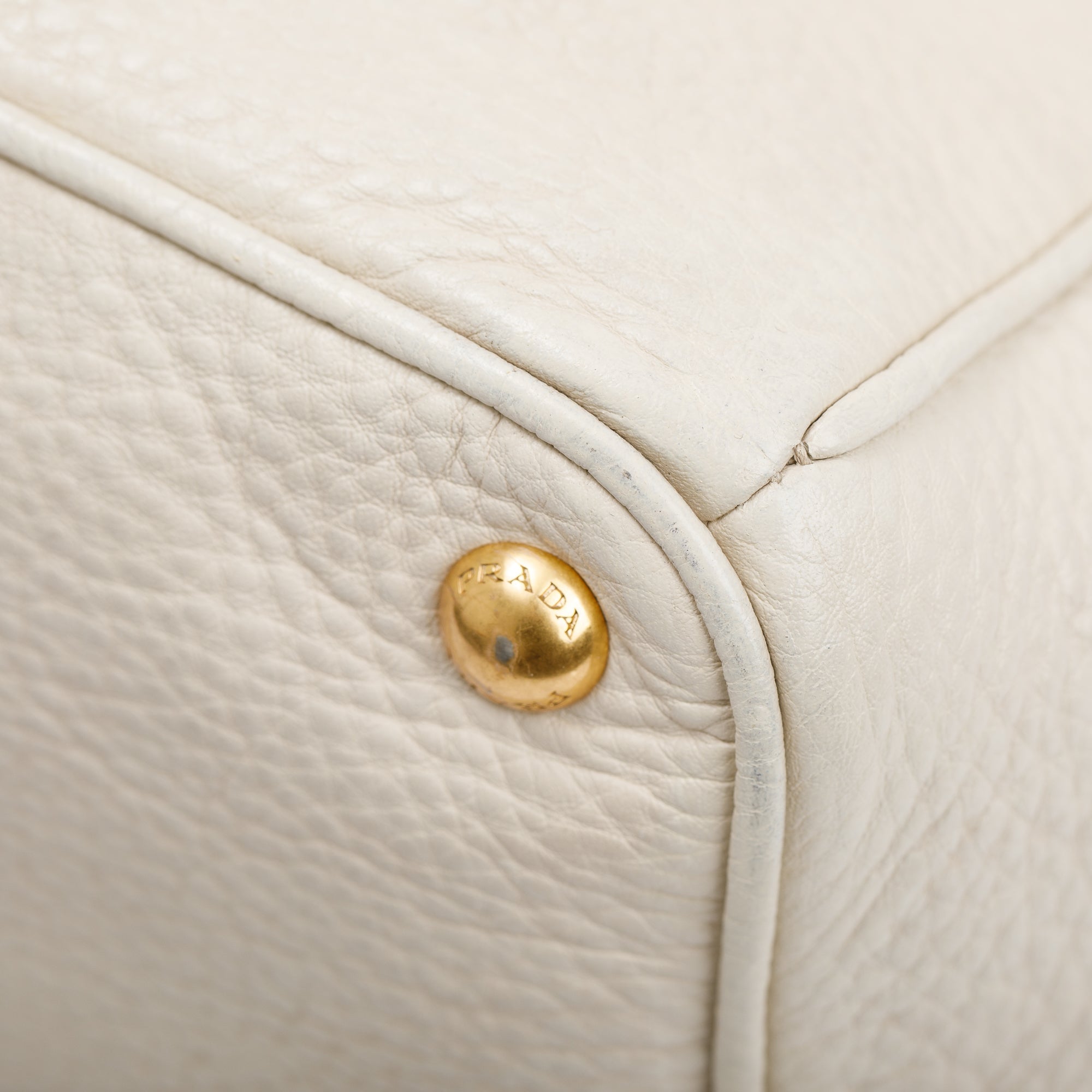 Prada White Vitello Daino Leather Tote w/ Strap