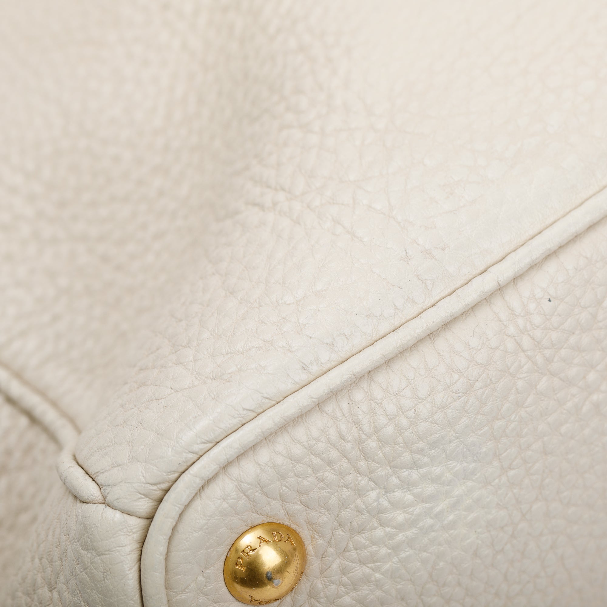 Prada White Vitello Daino Leather Tote w/ Strap