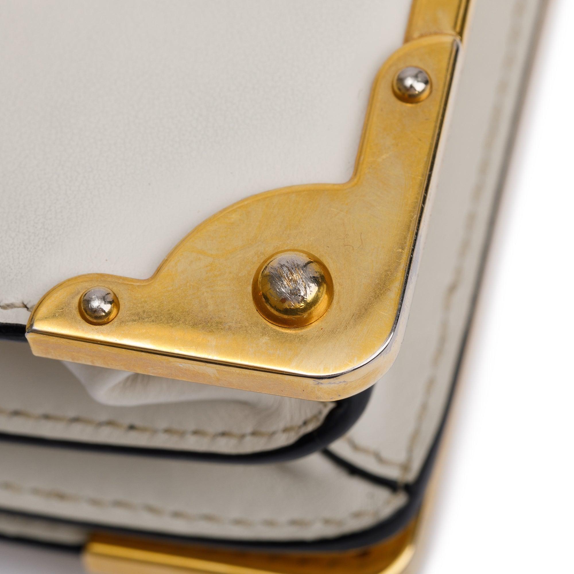 Prada White/Black City Calf Saffiano Cahier Bag w/ Receipt & Authenticity Card