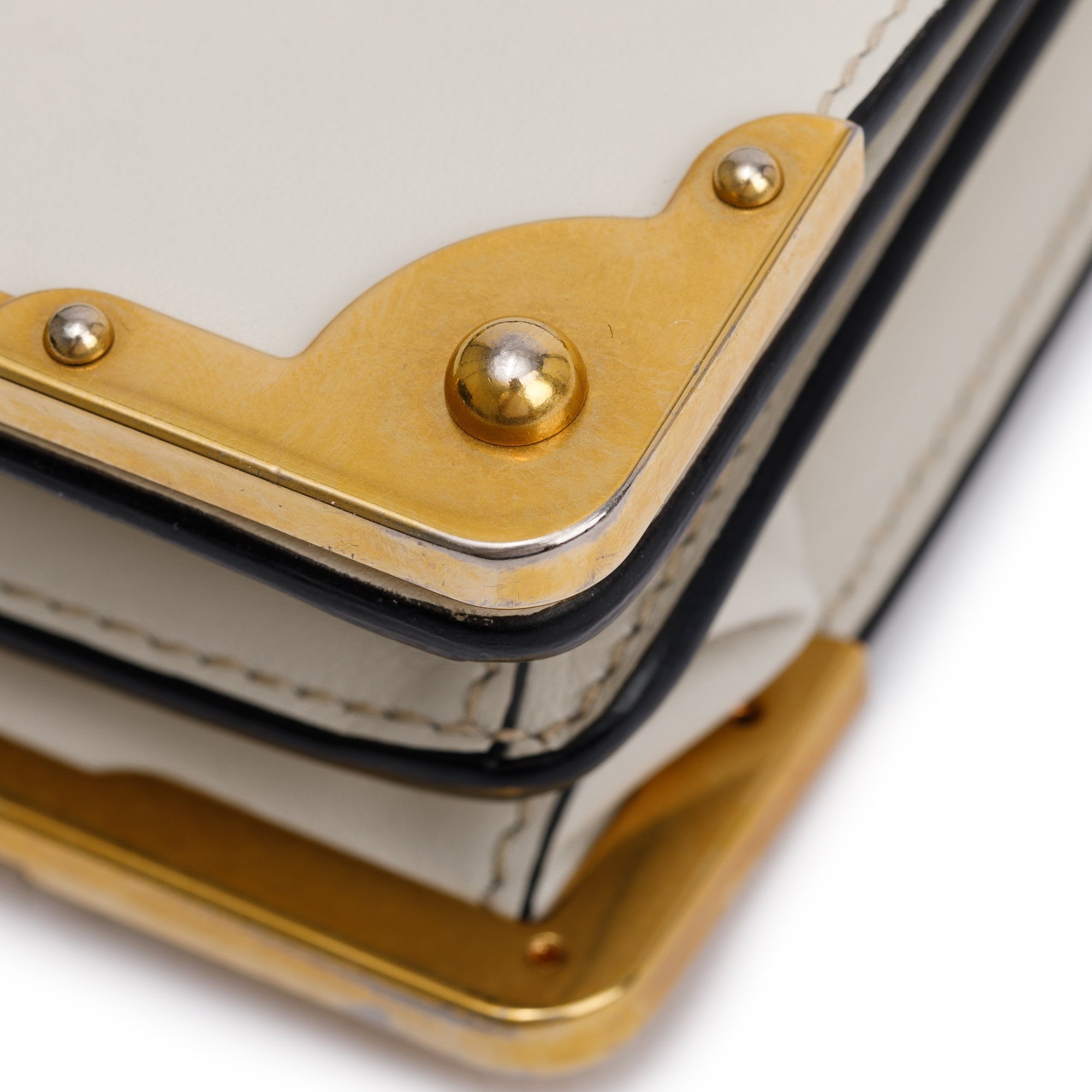 Prada White/Black City Calf Saffiano Cahier Bag w/ Receipt & Authenticity Card