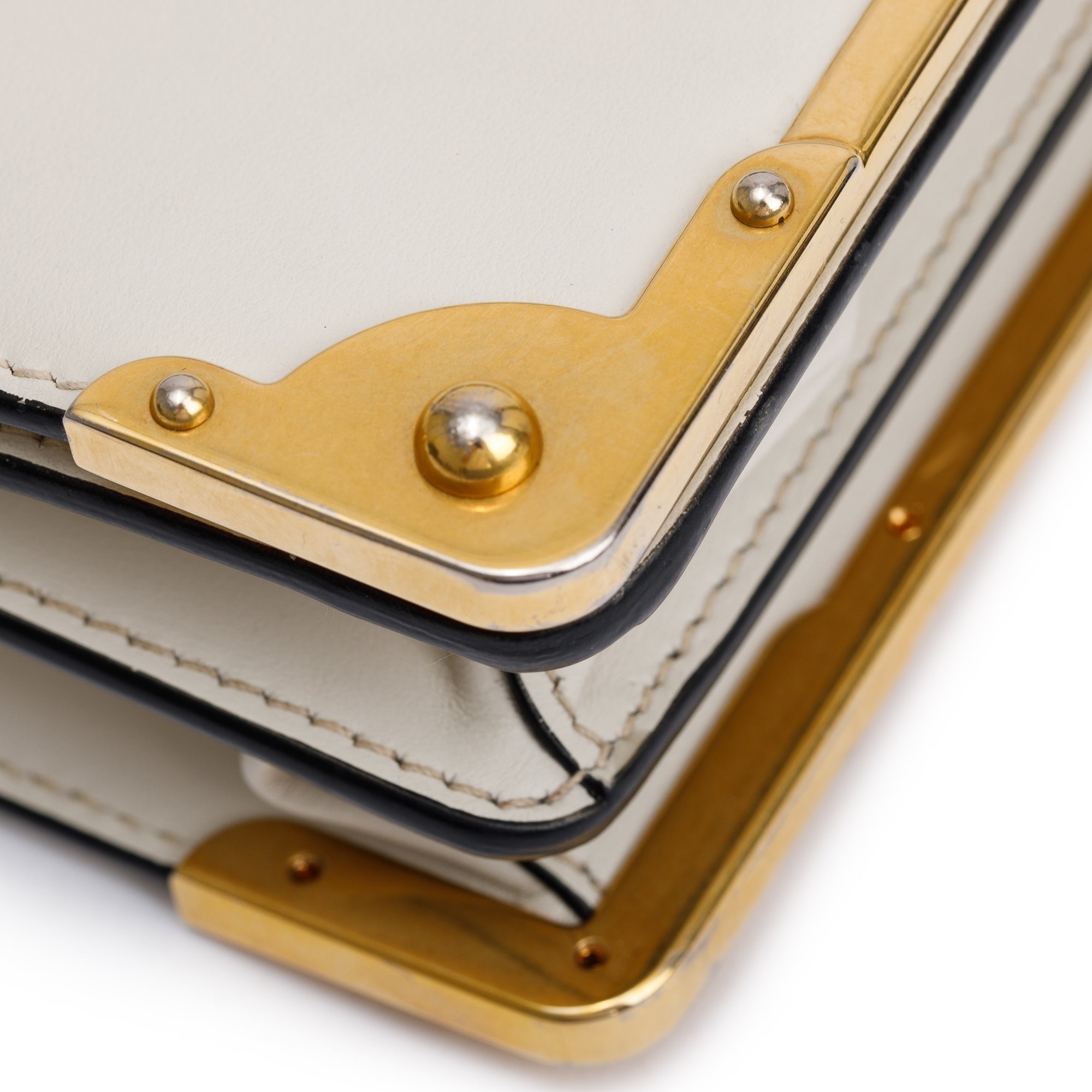 Prada White/Black City Calf Saffiano Cahier Bag w/ Receipt & Authenticity Card