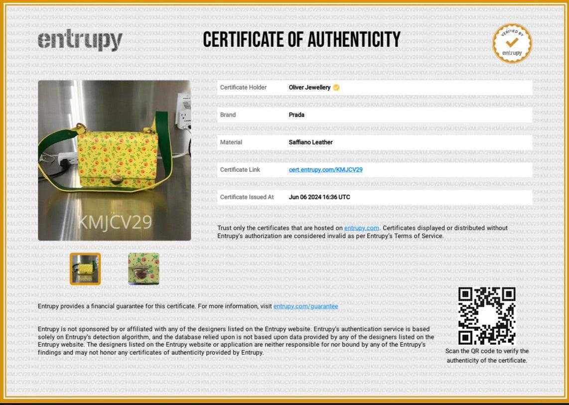 Prada Yellow Saffiano Stampata Palm Tree Print Crossbody Bag