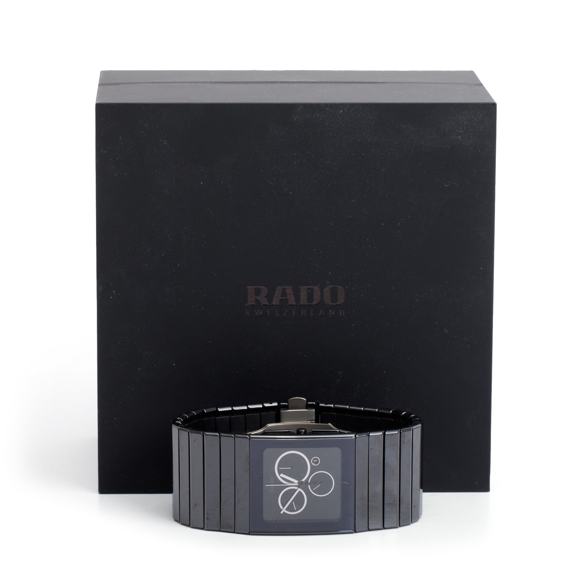 Rado Black Ceramic Ceramica 35 MM Chronograph Quartz Watch w/ Box