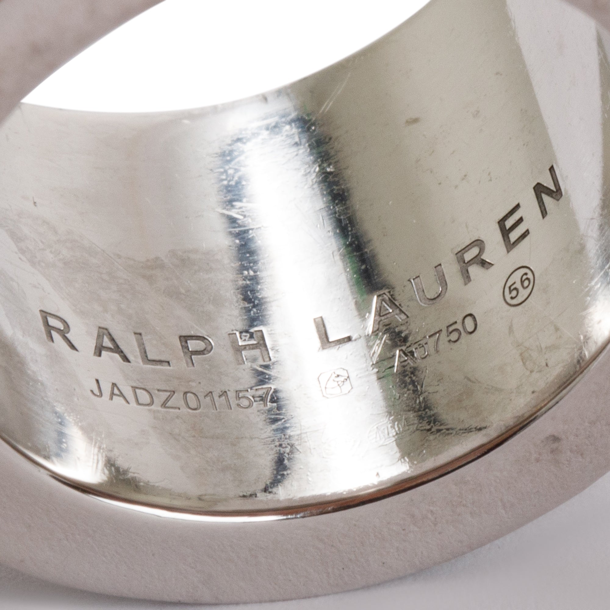 Ralph Lauren 18k White Gold Pave Diamond Chunky Chain Ring, Size 8