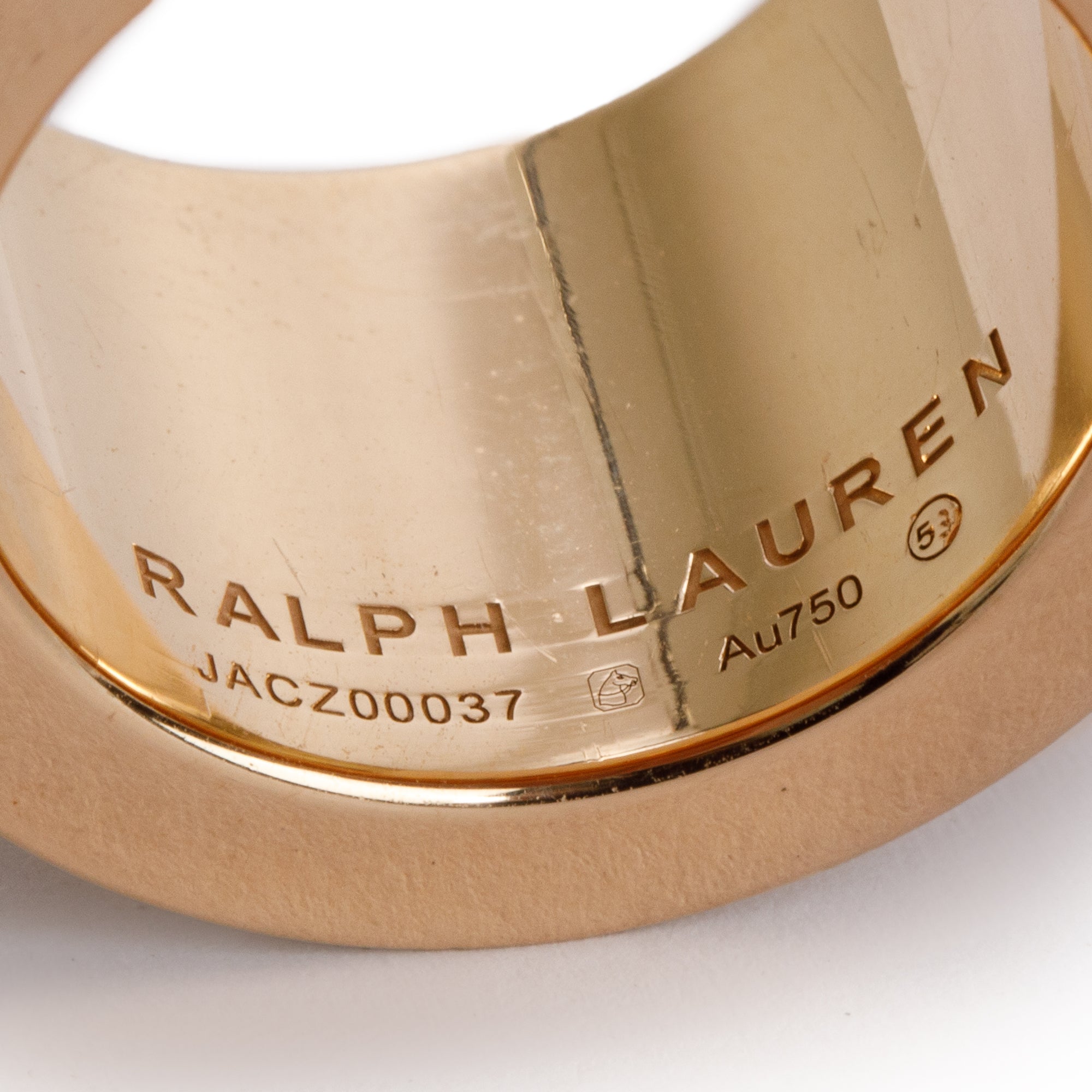 Ralph Lauren 18k Yellow Gold Pave Diamond Chunky Chain Ring, Size 7