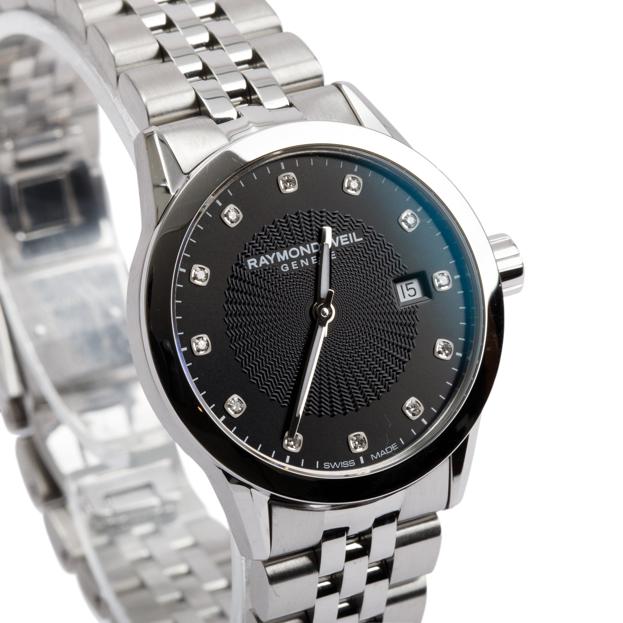 Raymond Weil Stainless Steel Diamond Dial Freelancer 29 MM Watch w/ Box & Papers