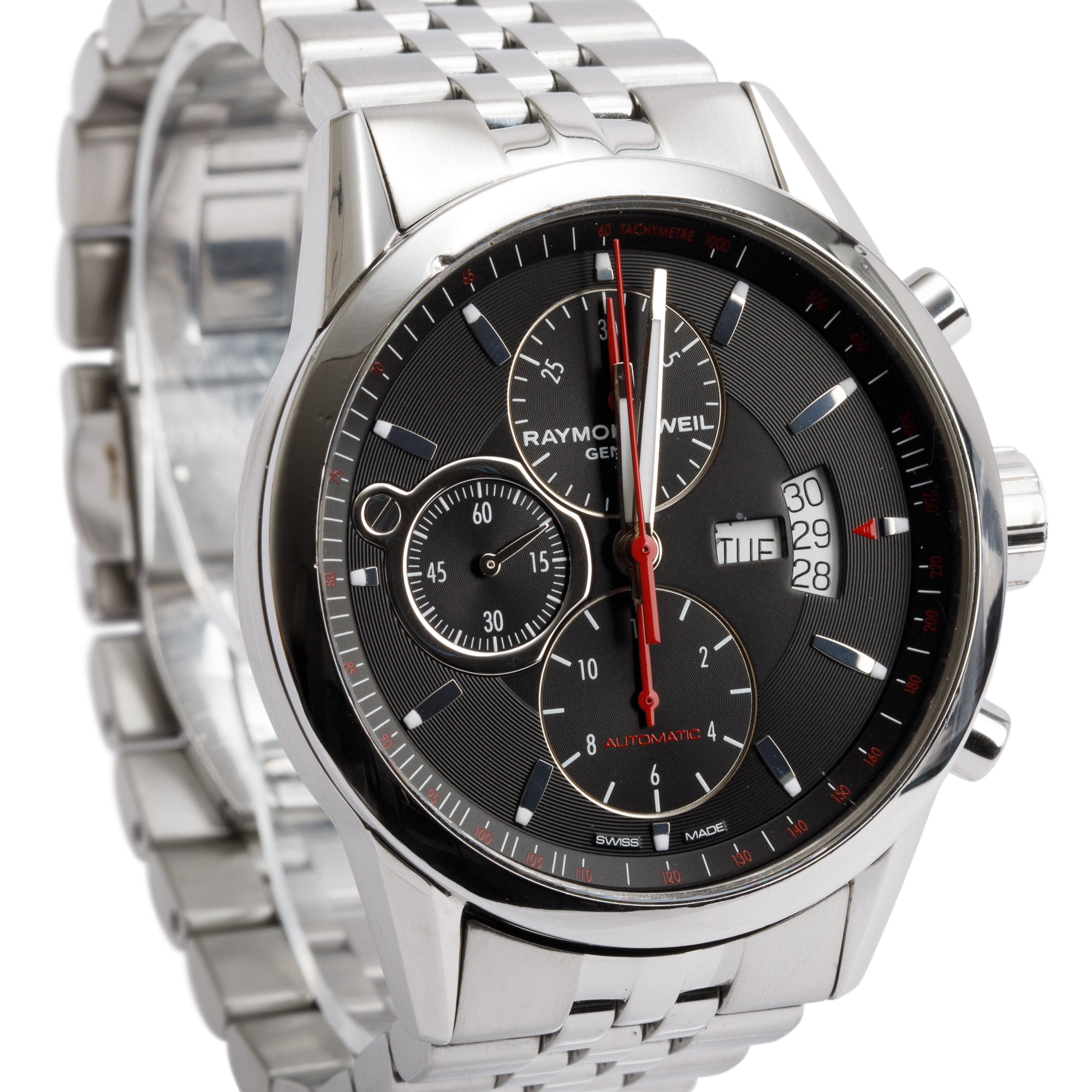 Raymond Weil Stainless Steel Freelancer 42 MM Chronograph Automatic Watch w/ Box & Papers