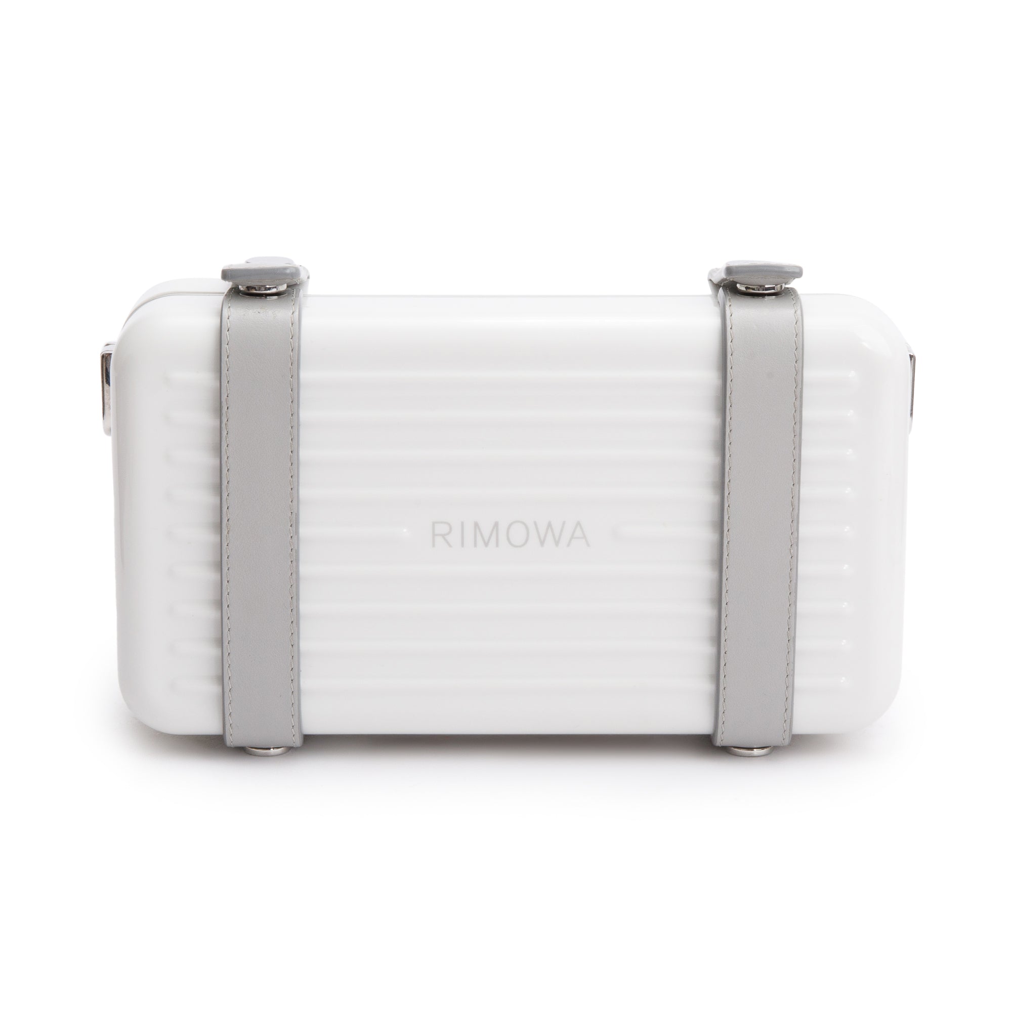 Rimowa White Acrylic Aluminum Personal Utility Case w/ Strap