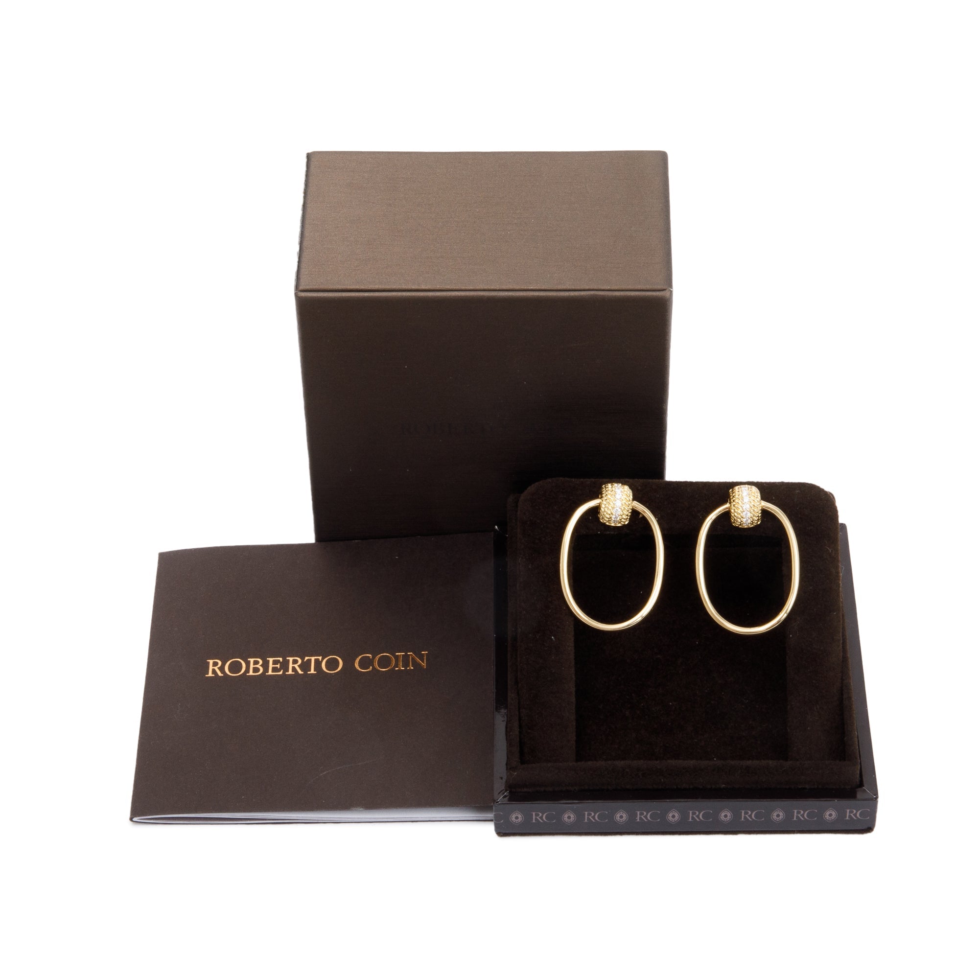 Roberto Coin 18k Yellow Gold Diamond Opera Small Dorknocker Earrings w/ Box