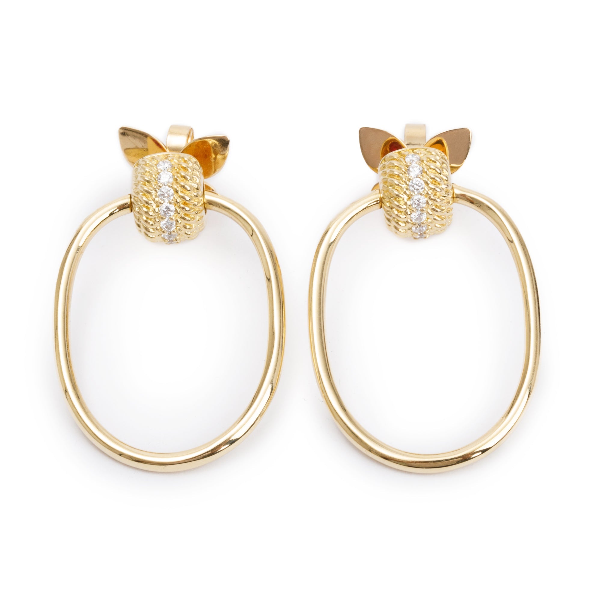 Roberto Coin 18k Yellow Gold Diamond Opera Small Dorknocker Earrings w/ Box