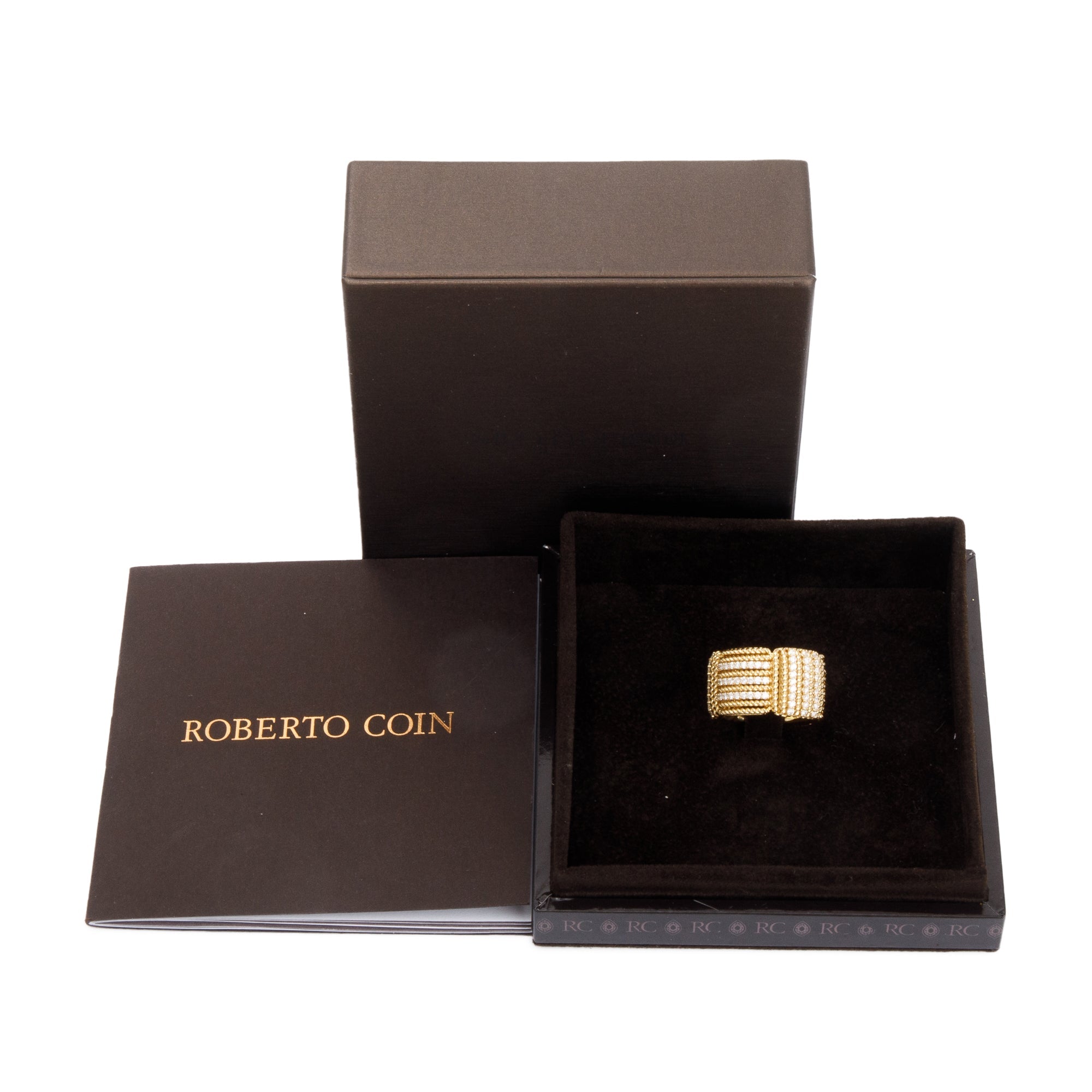 Roberto Coin 18k Yellow Gold Diamond Opera Wide Ring, Size 5.5 w/ Box