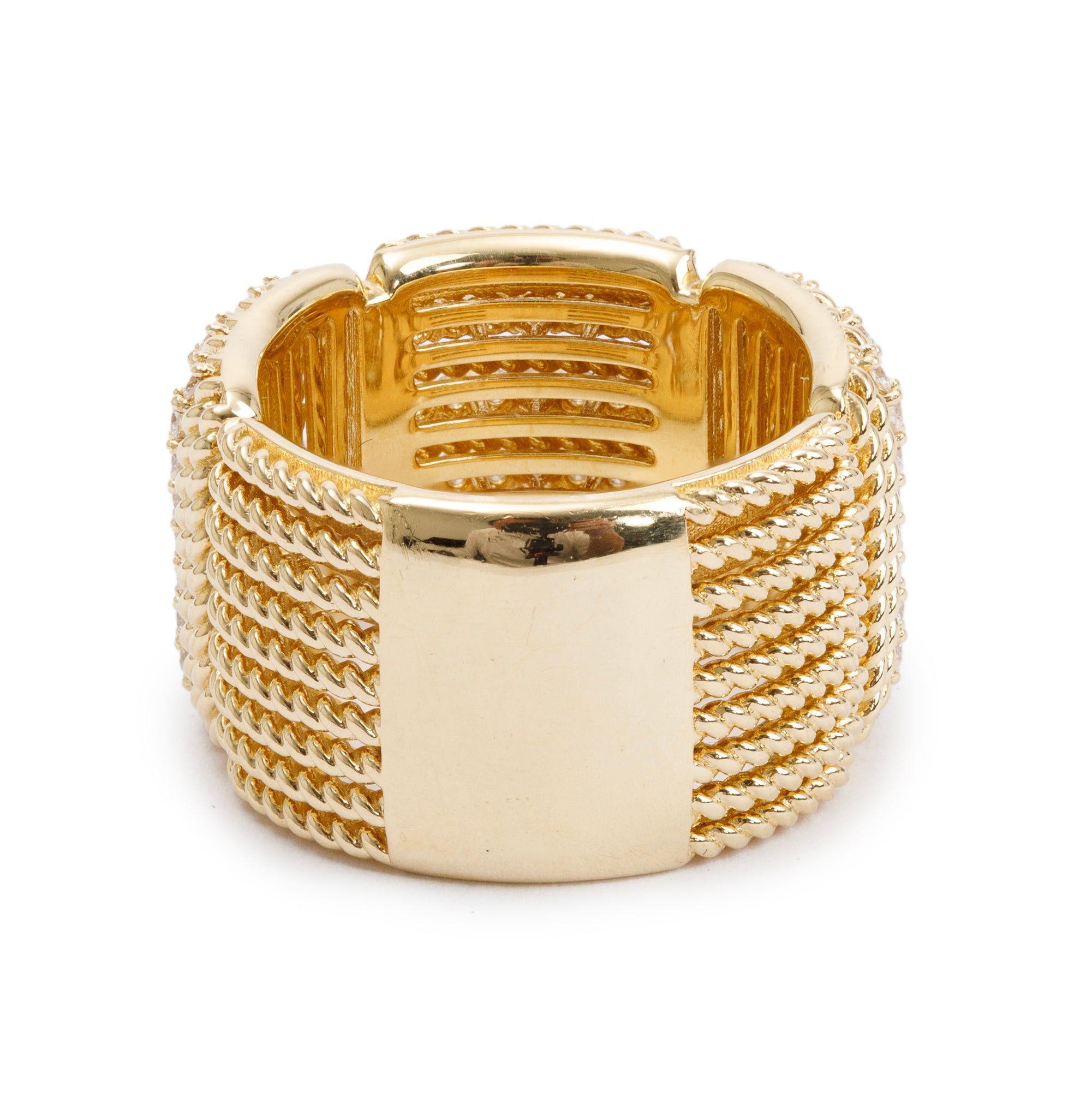 Roberto Coin 18k Yellow Gold Diamond Opera Wide Ring, Size 5.5 w/ Box