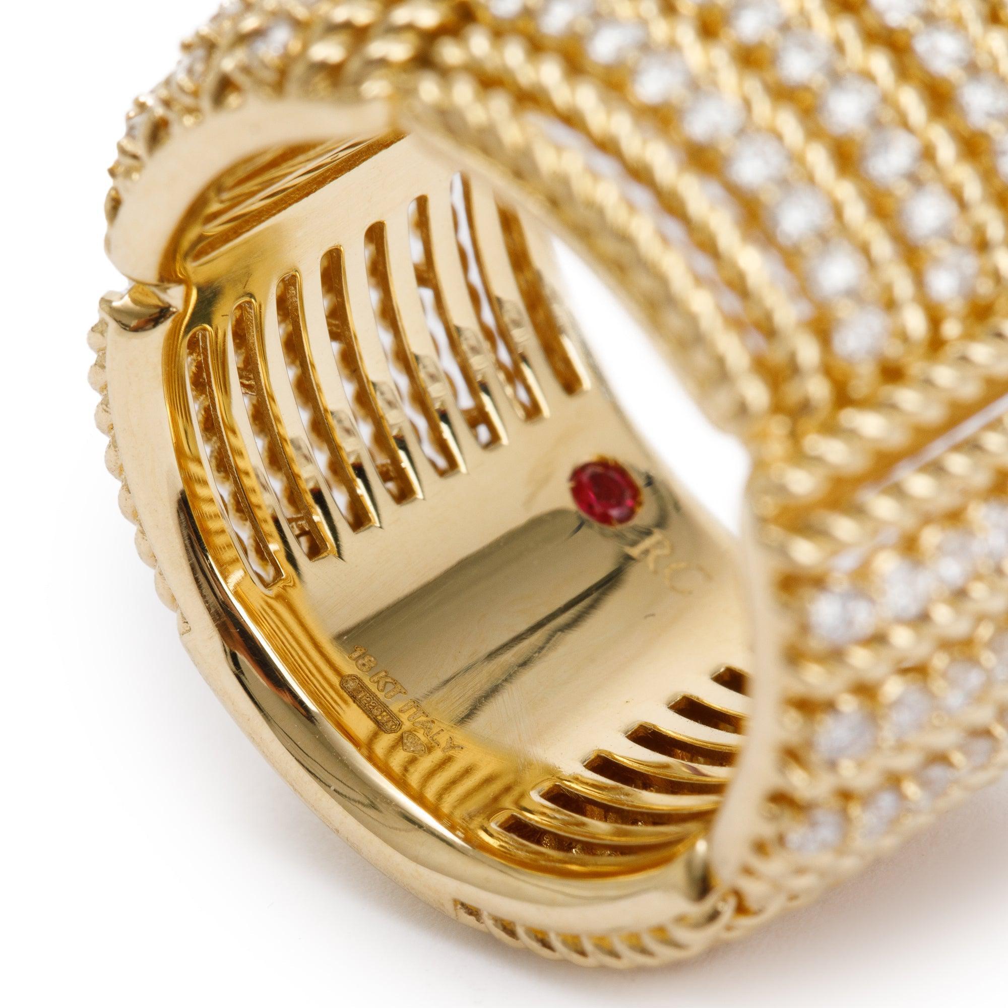 Roberto Coin 18k Yellow Gold Diamond Opera Wide Ring, Size 5.5 w/ Box