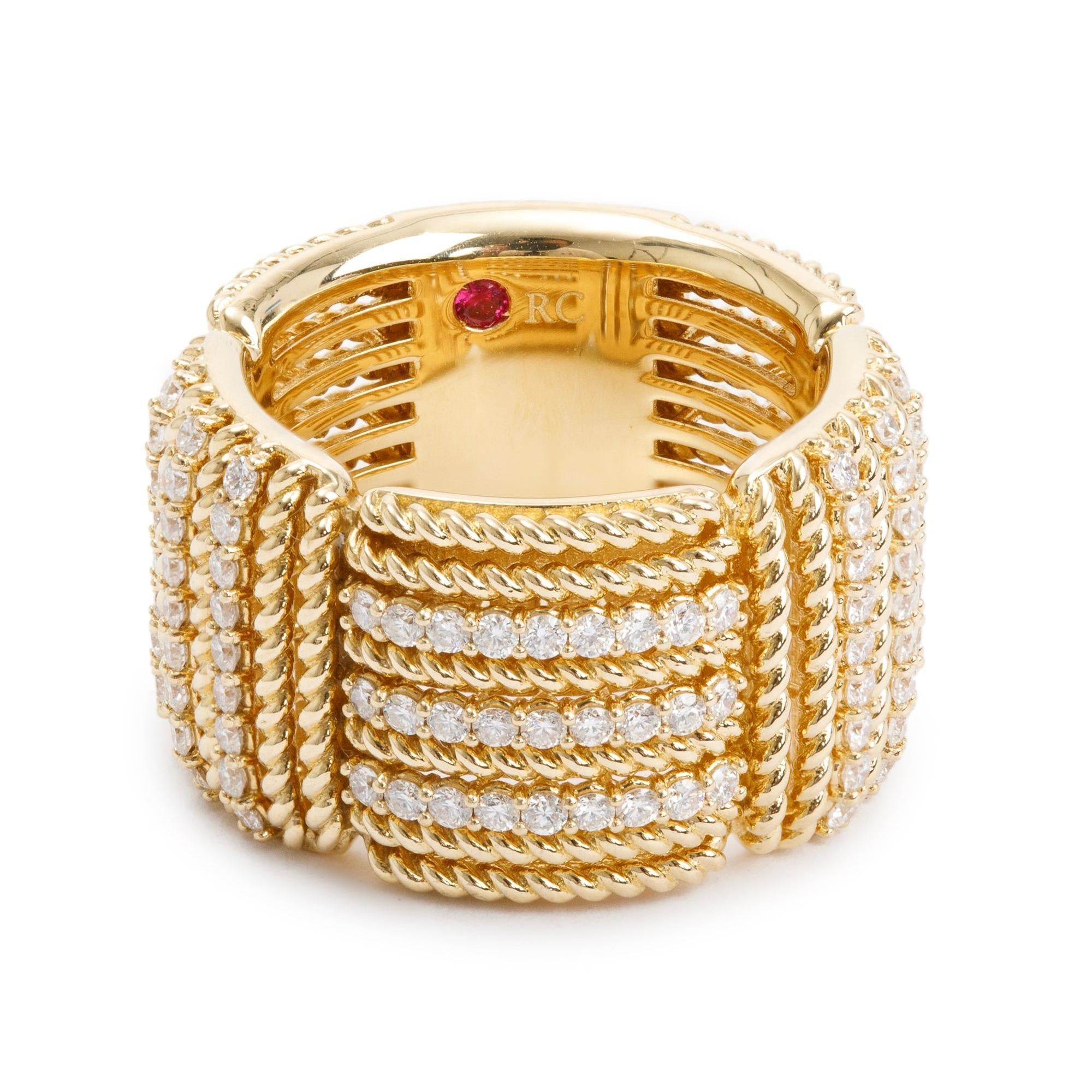 Roberto Coin 18k Yellow Gold Diamond Opera Wide Ring, Size 5.5 w/ Box