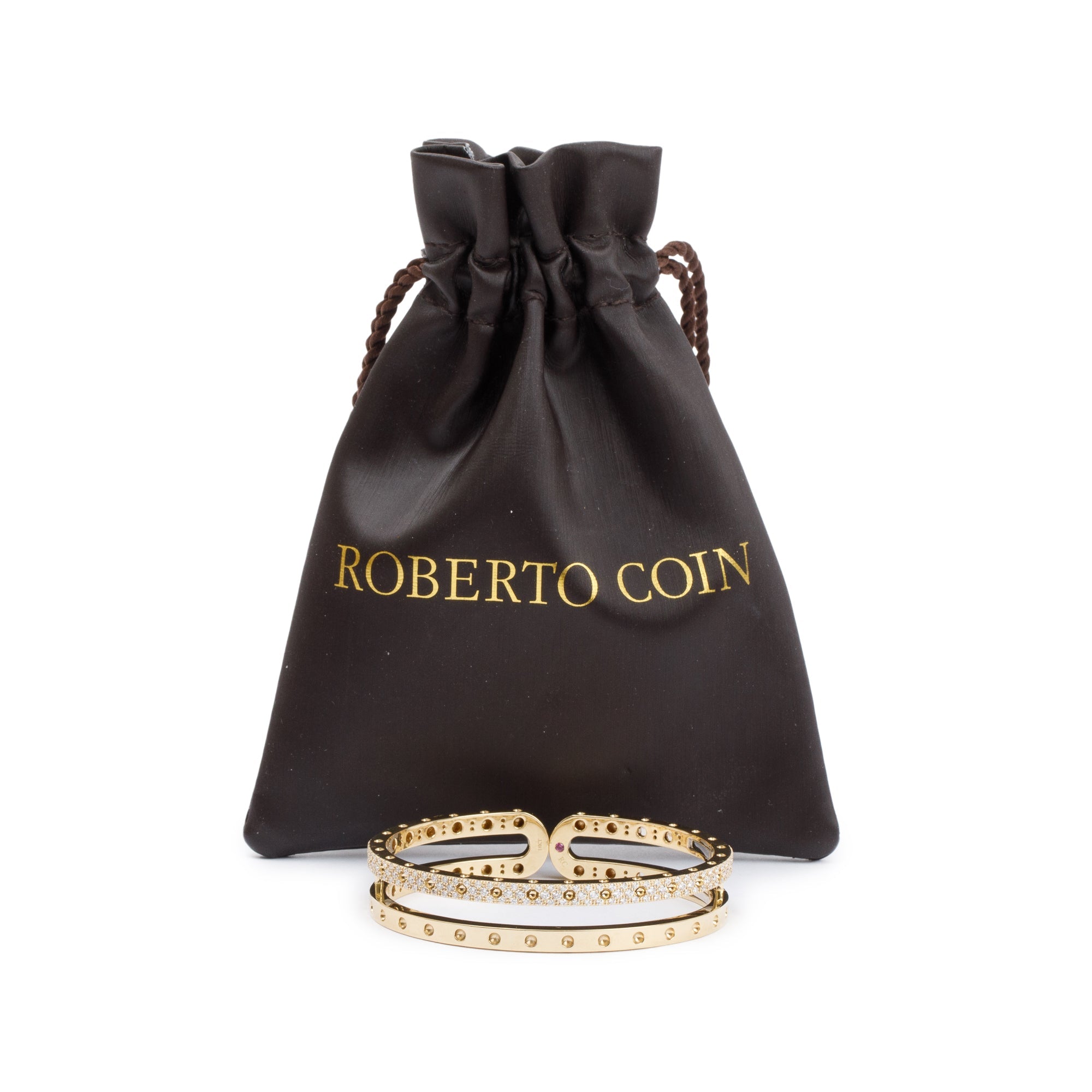 Roberto Coin 18k Yellow Gold Diamond Poi Moi Double Bangle