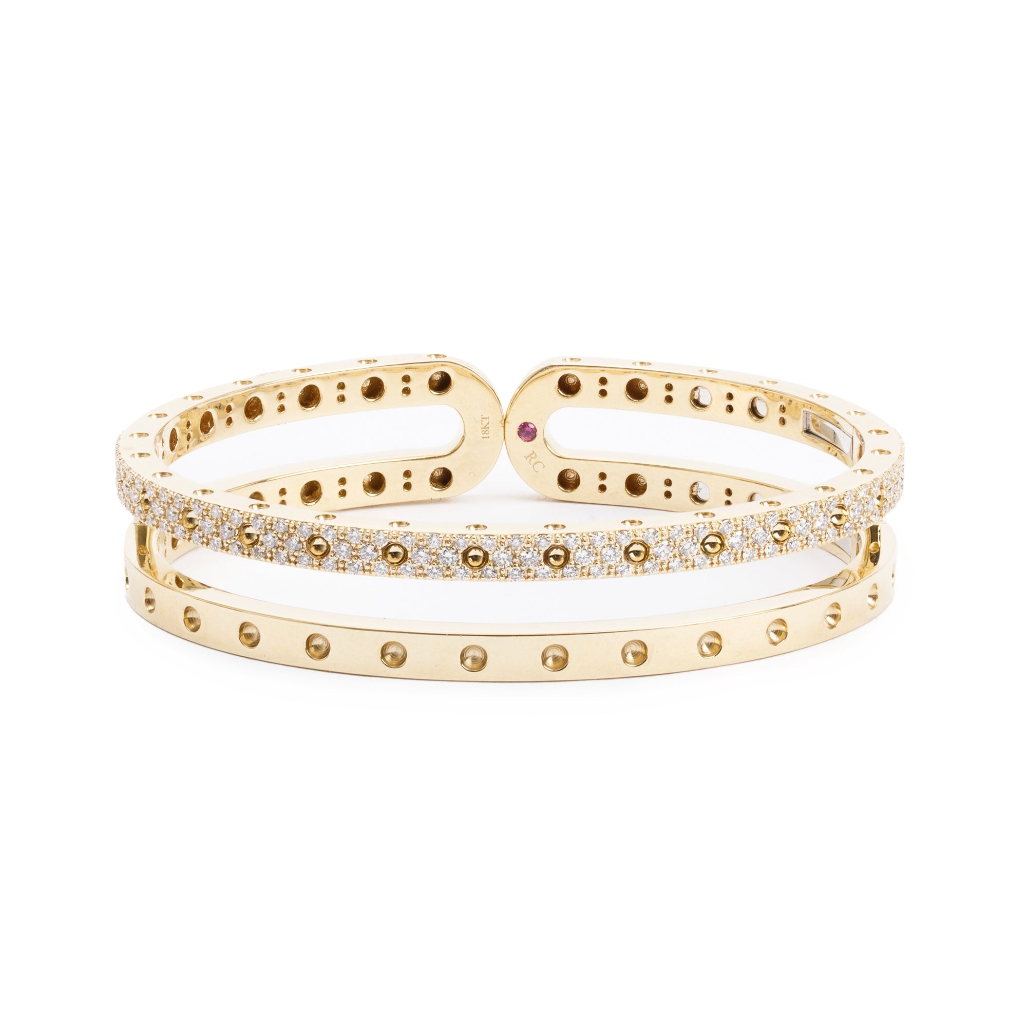 Roberto Coin 18k Yellow Gold Diamond Poi Moi Double Bangle