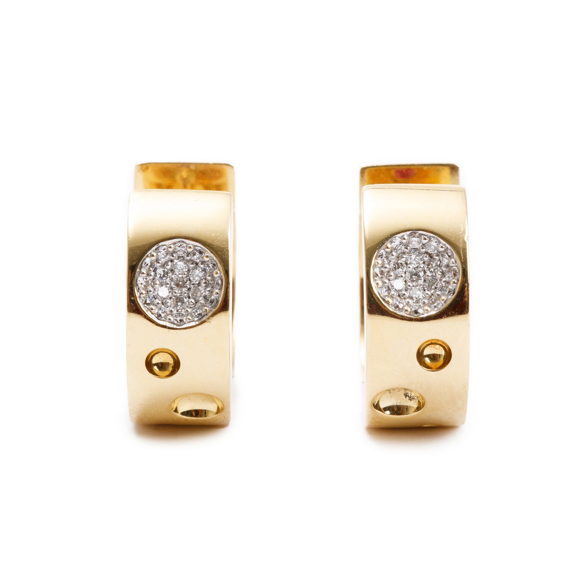 Roberto Coin 18k Yellow Gold Diamond Pois Moi Luna Small Hoop Earrings
