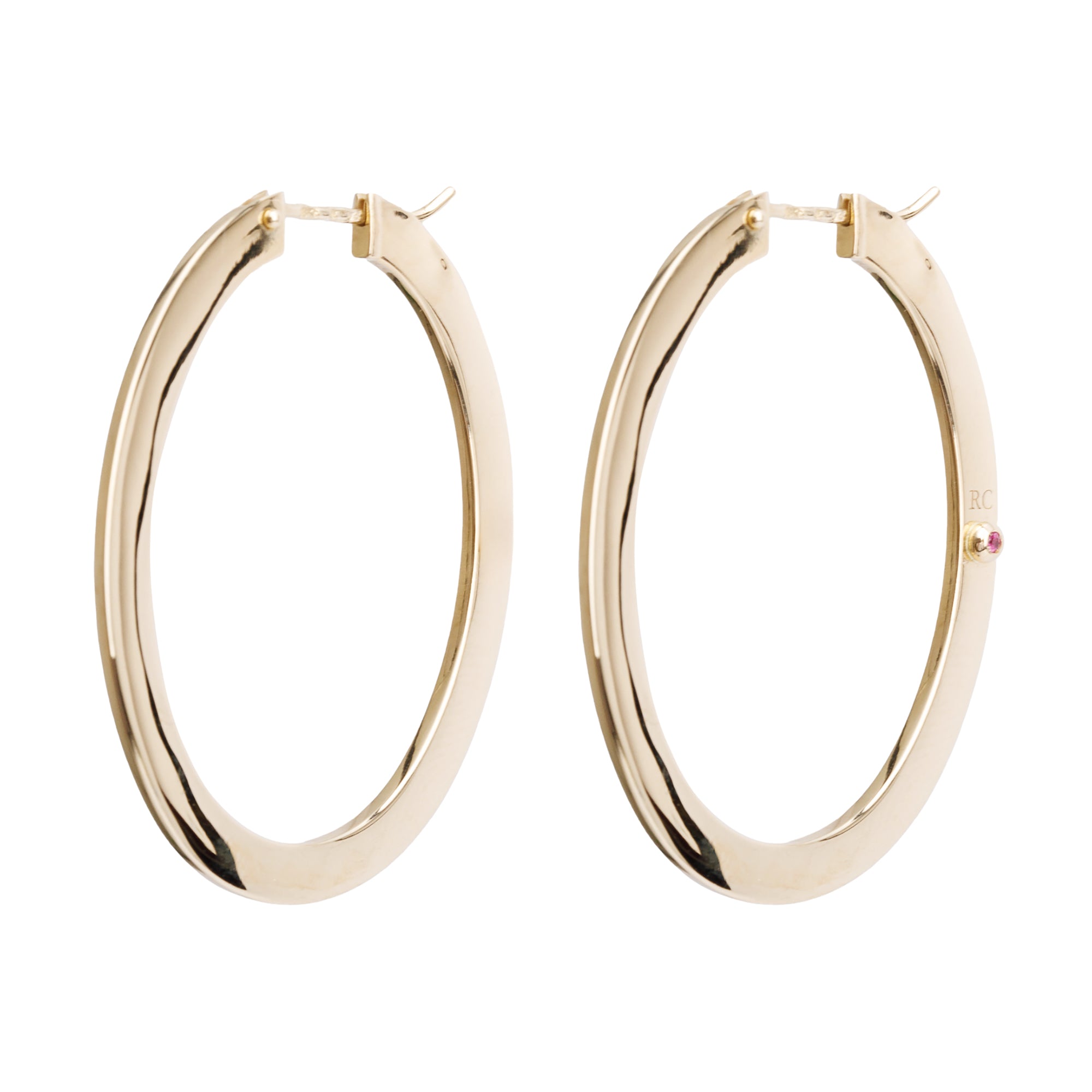 Roberto Coin 18k Yellow Gold Large Flat Oval Hoop Earrings w/ Box