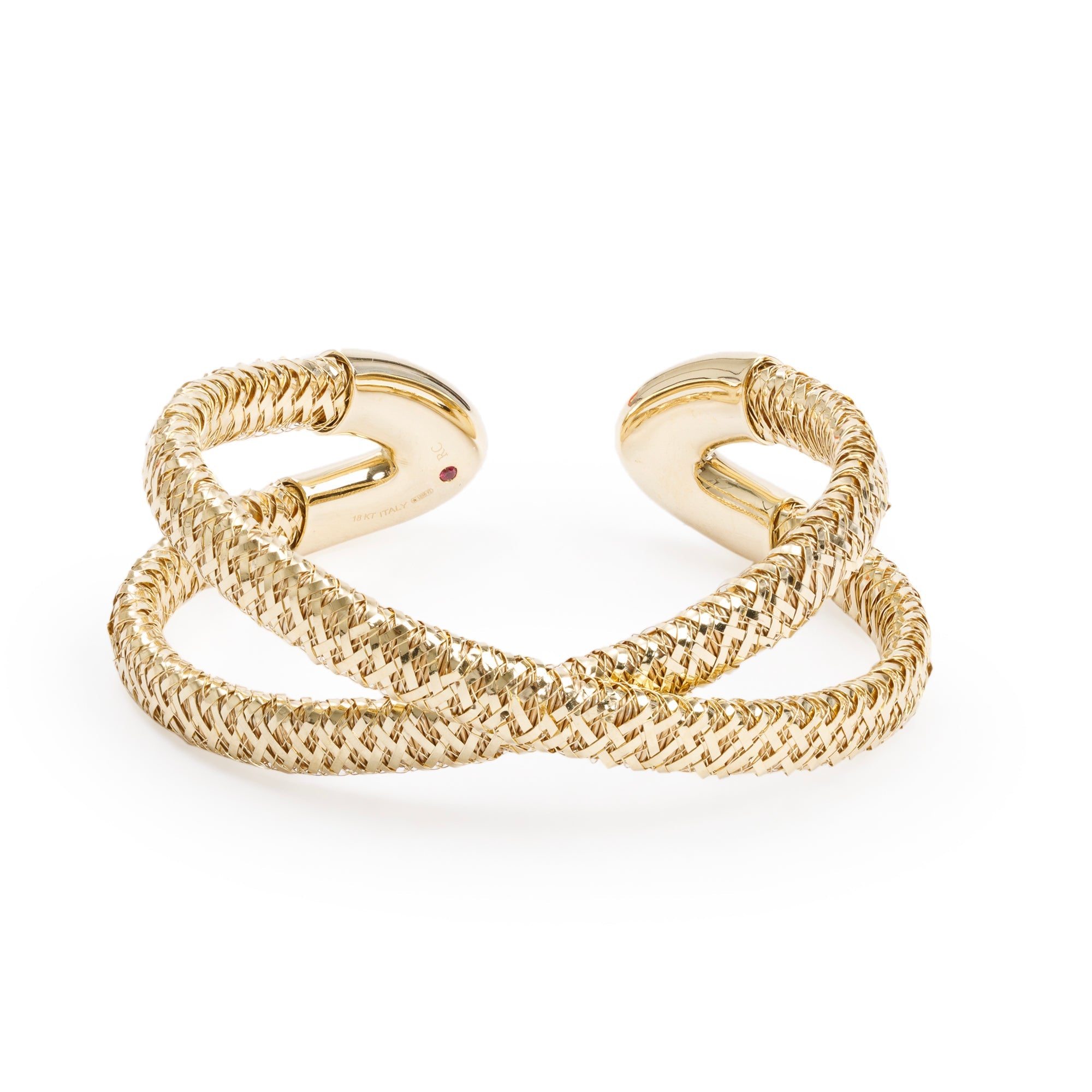 Roberto Coin 18k Yellow Gold Primavera Crossover Cuff Bangle Bracelet