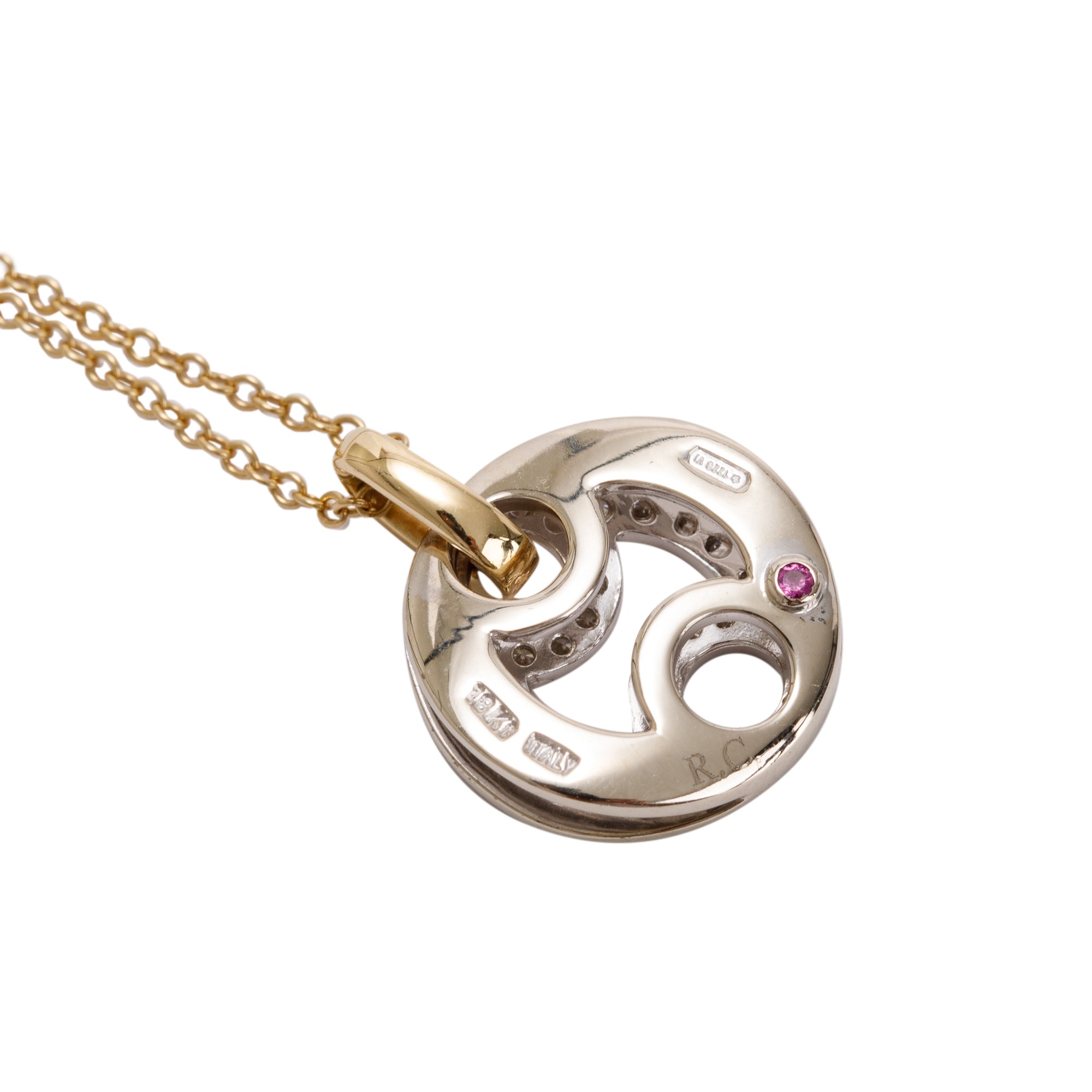 Roberto Coin 18k Yellow & White Gold Diamond Marina Pendant Necklace