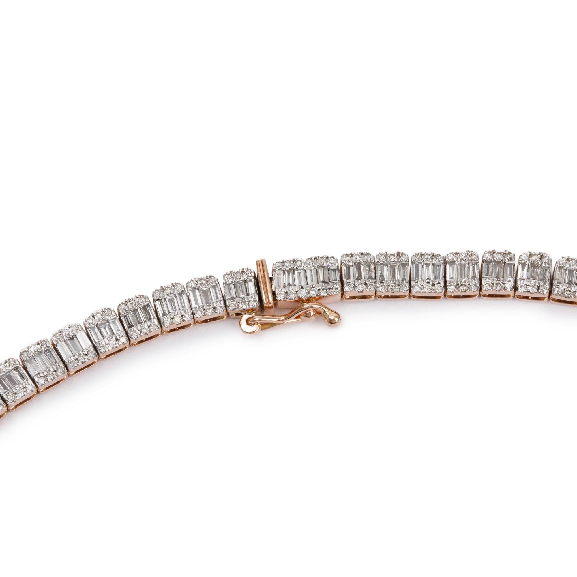 Rock City 10k Rose Gold 11.28 tcw. Diamond Tennis Necklace w/ Box