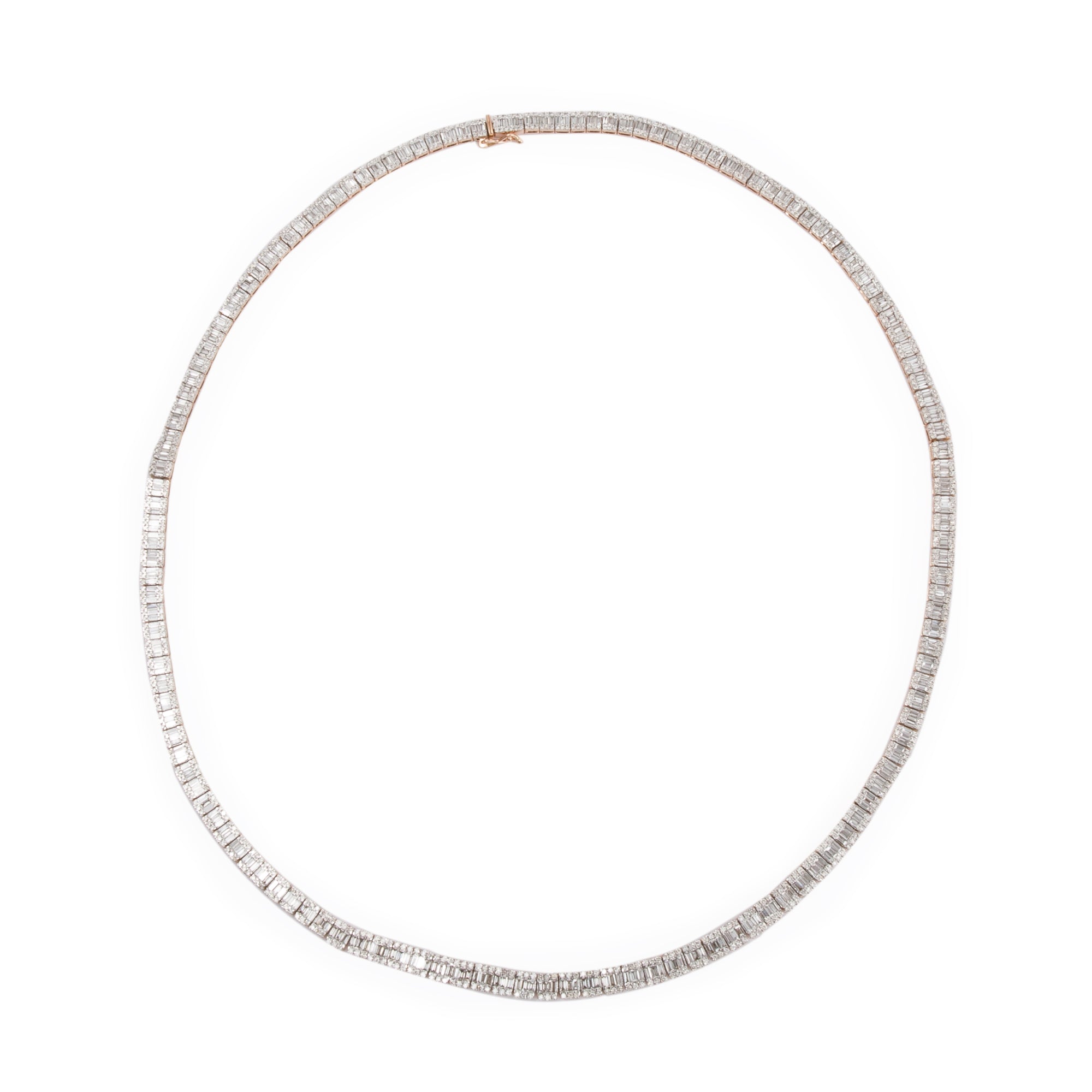 Rock City 10k Rose Gold 11.28 tcw. Diamond Tennis Necklace w/ Box