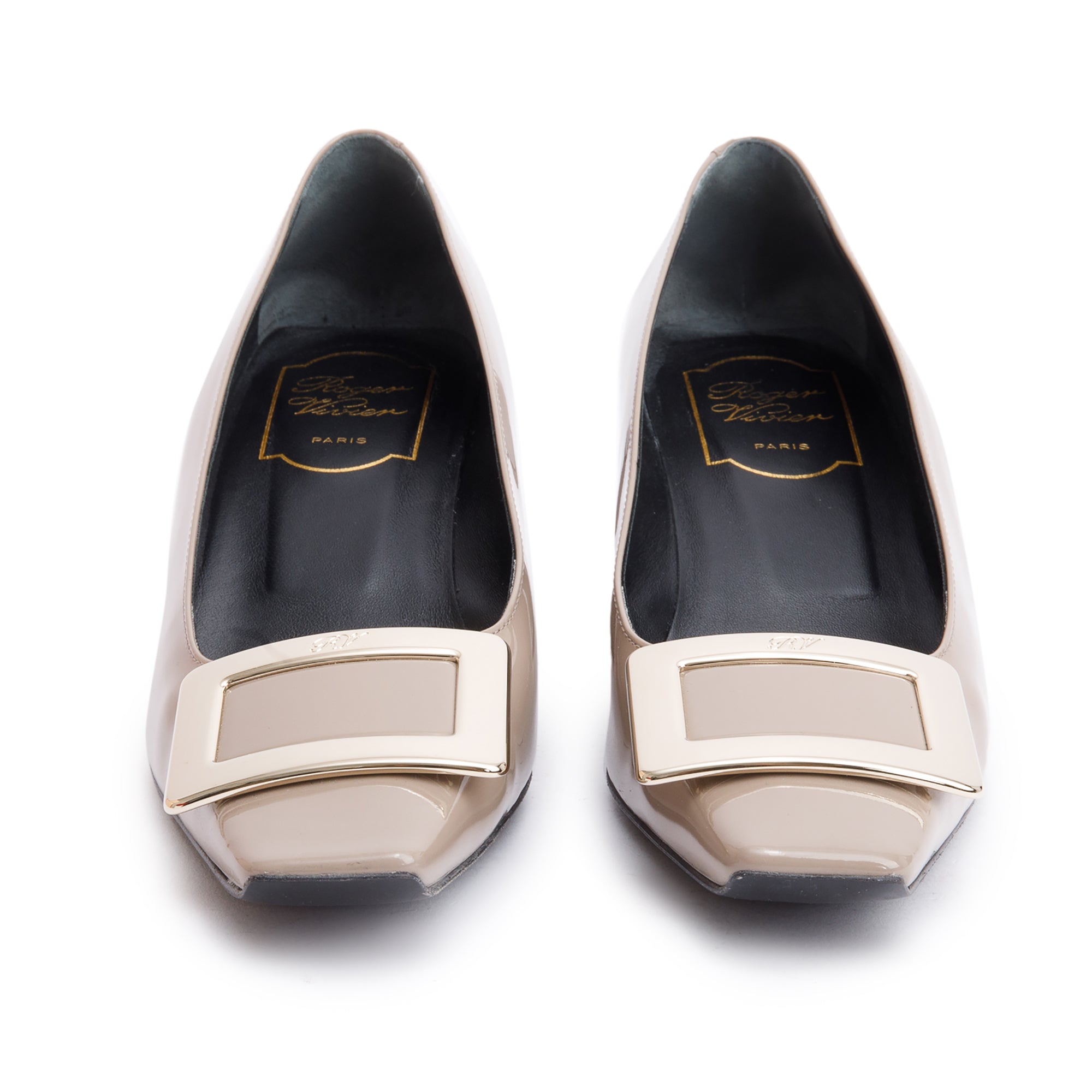 Roger VIvier Beige Patent Leather Decollete Belle Vivier 45, Size 36.5 w/ Box