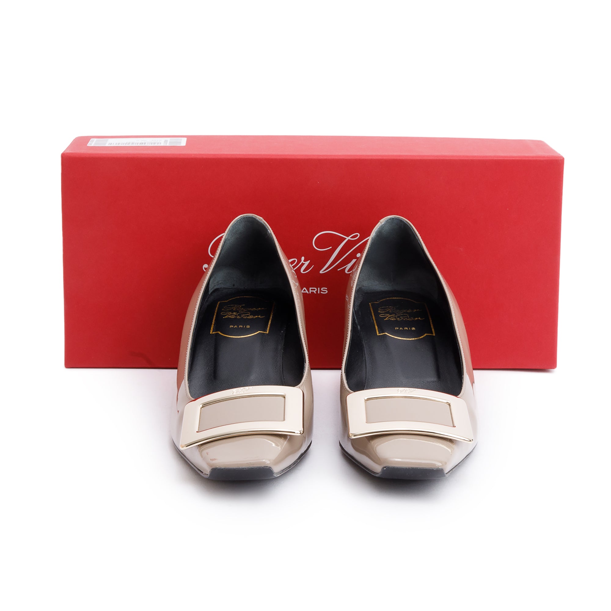 Roger VIvier Beige Patent Leather Decollete Belle Vivier 45, Size 36.5 w/ Box