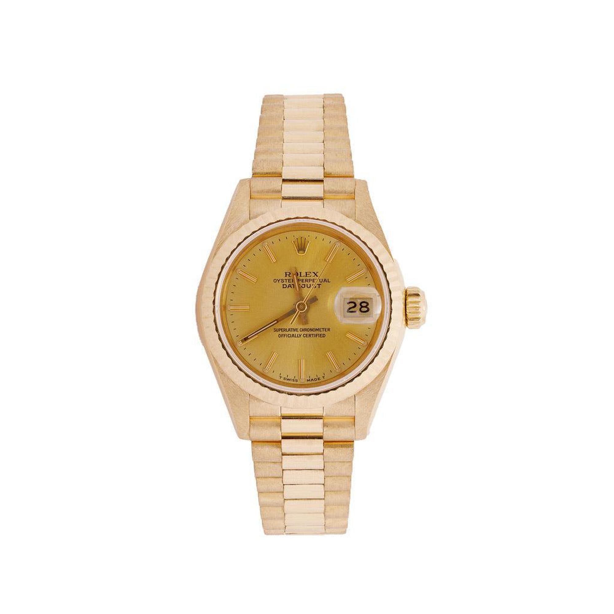 Rolex 18k Gold Lady-Datejust President 26 mm Watch w/ Papers