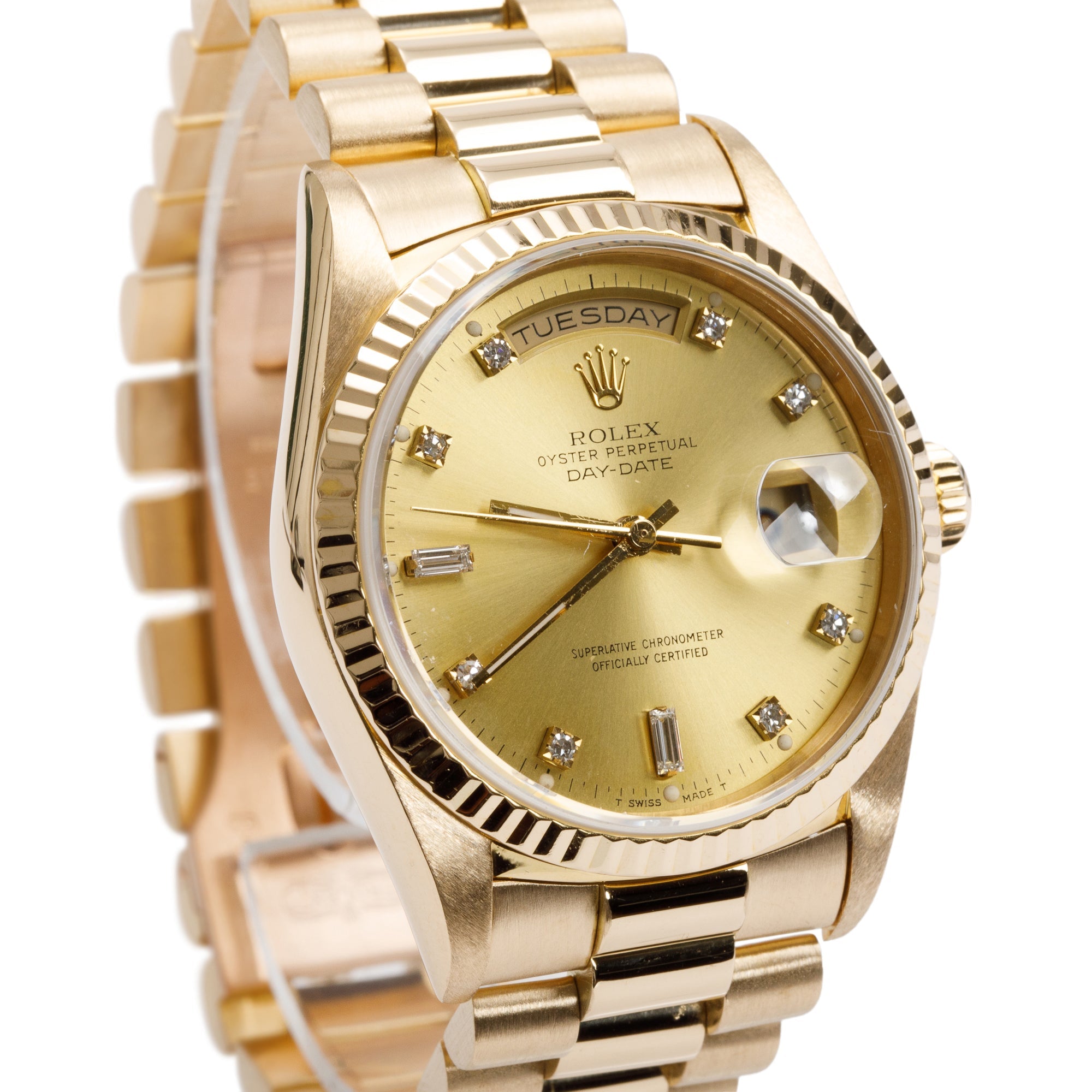 Rolex 18k Yellow Gold Day Date 36 MM President Watch w/ Diamond Dial 18238 w/ Box