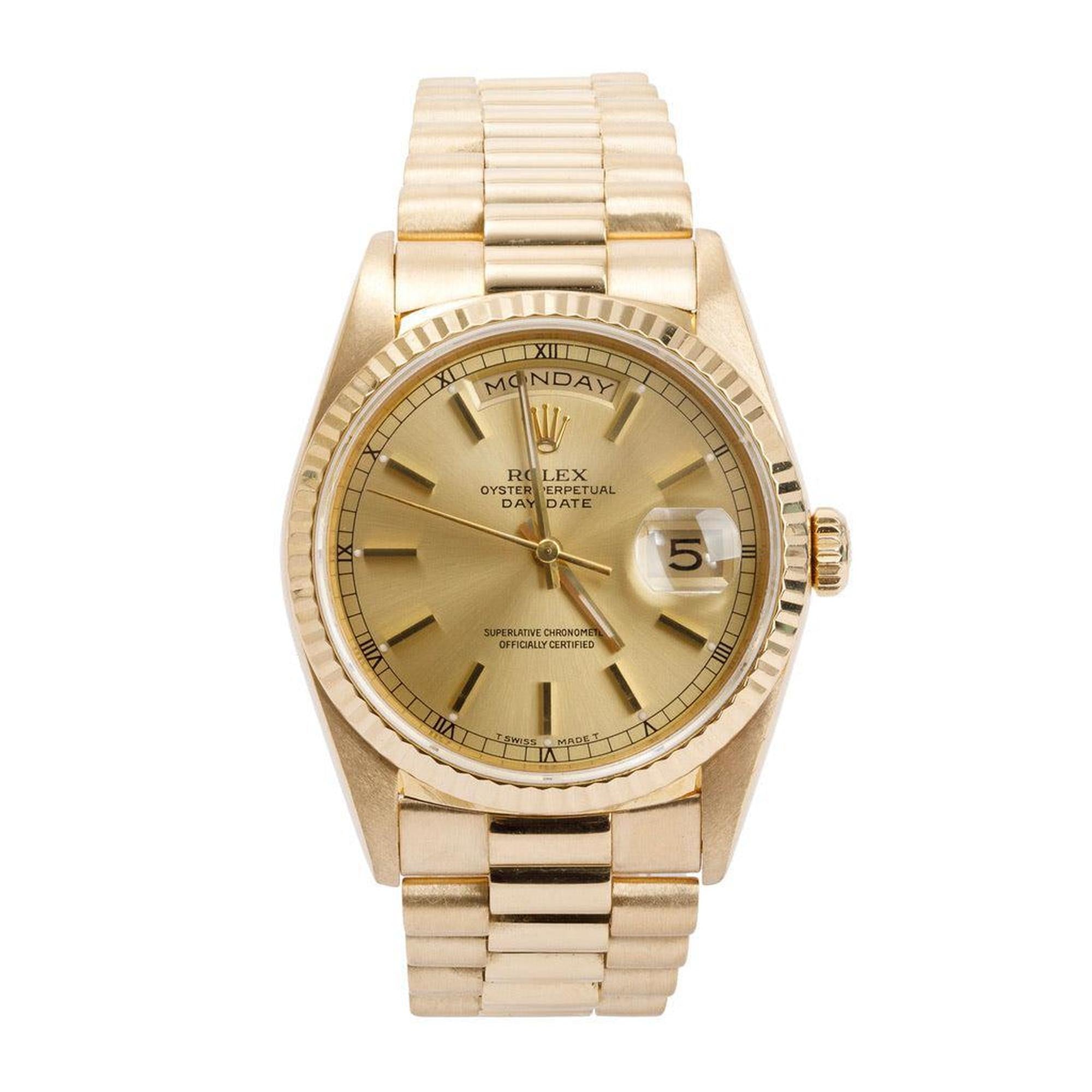 Rolex 18k Yellow Gold Day Date 36 MM President Watch