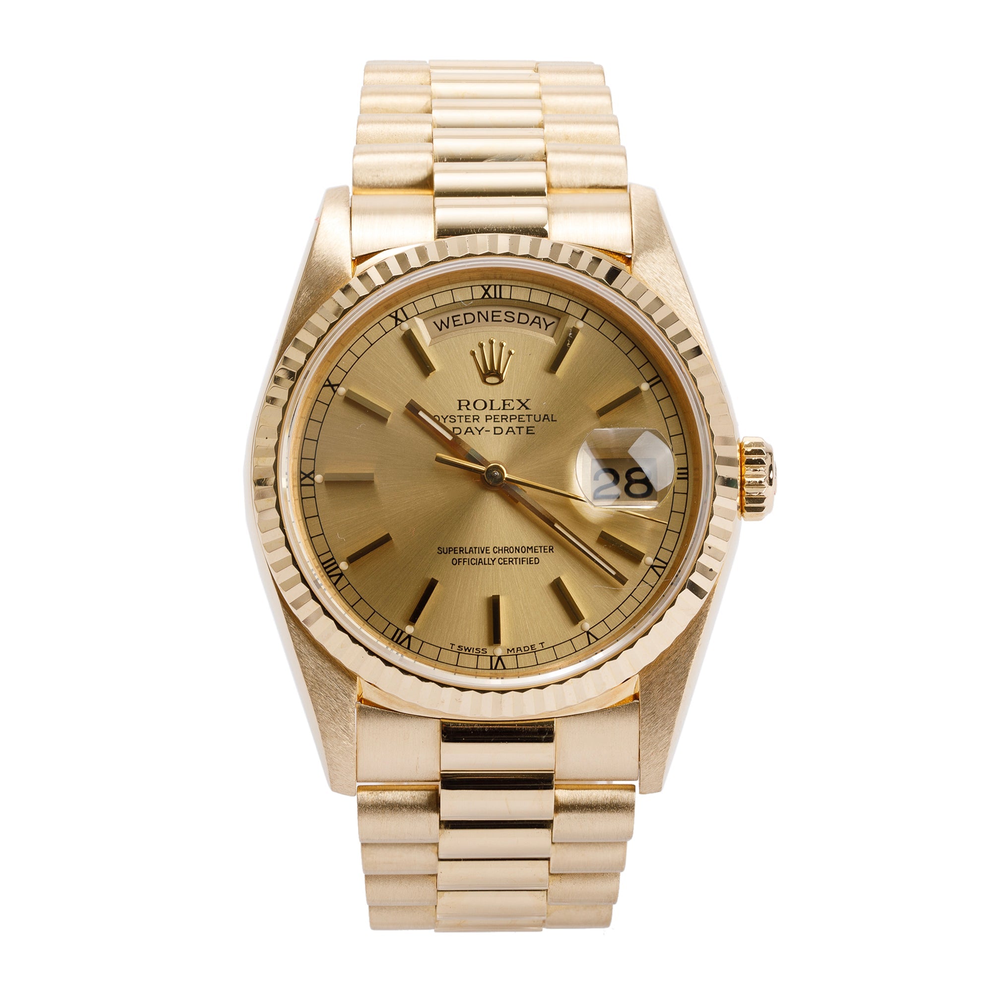 Rolex 18k Yellow Gold Day-Date President 36 MM Watch w/ Box