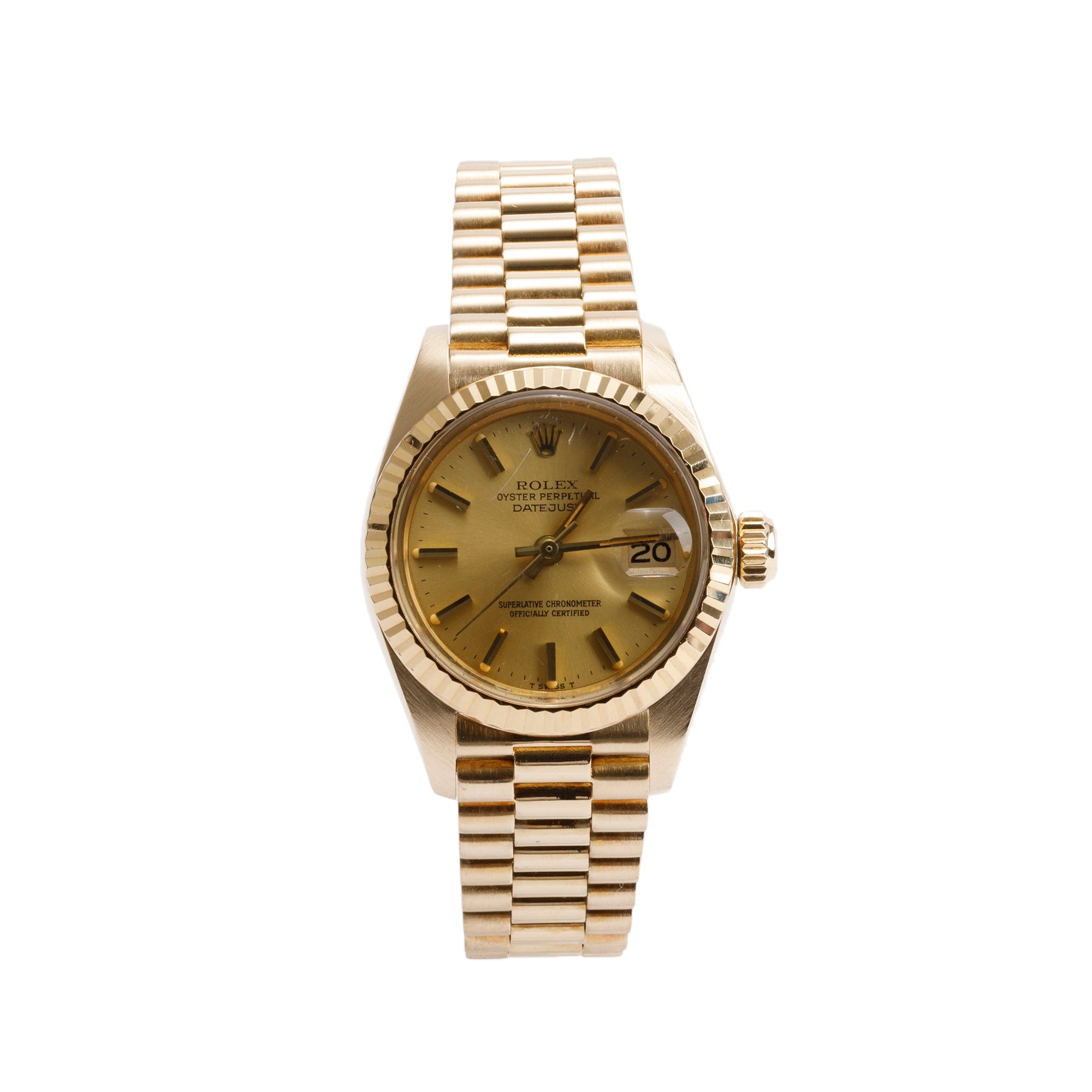 Rolex 18k Yellow Gold Lady-Datejust President 26 mm Watch 6917