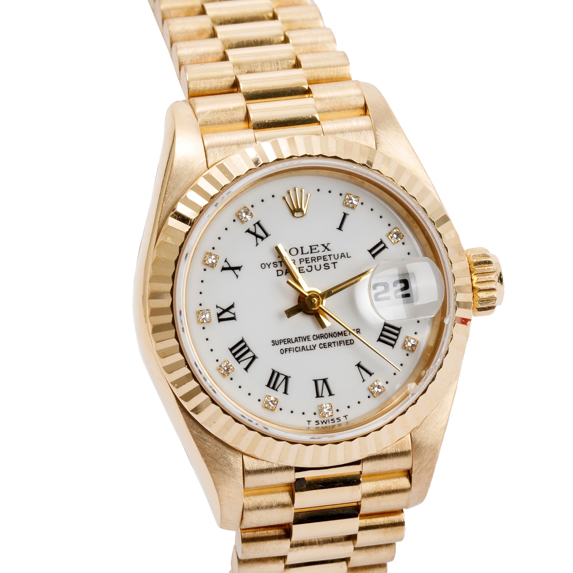 Rolex 18k Yellow Gold Lady-Datejust President Watch w/ Diamond Dial