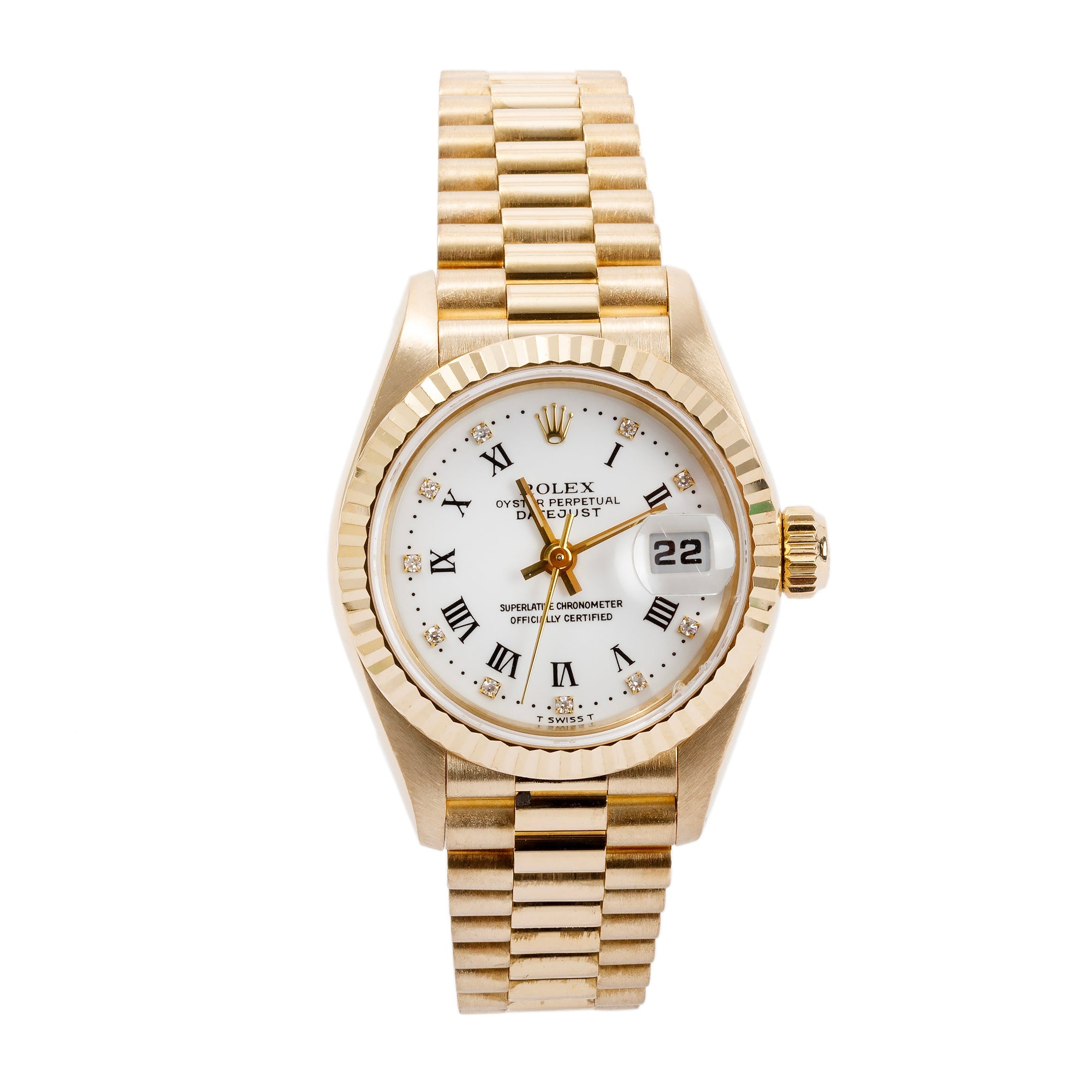 Rolex 18k Yellow Gold Lady-Datejust President Watch w/ Diamond Dial