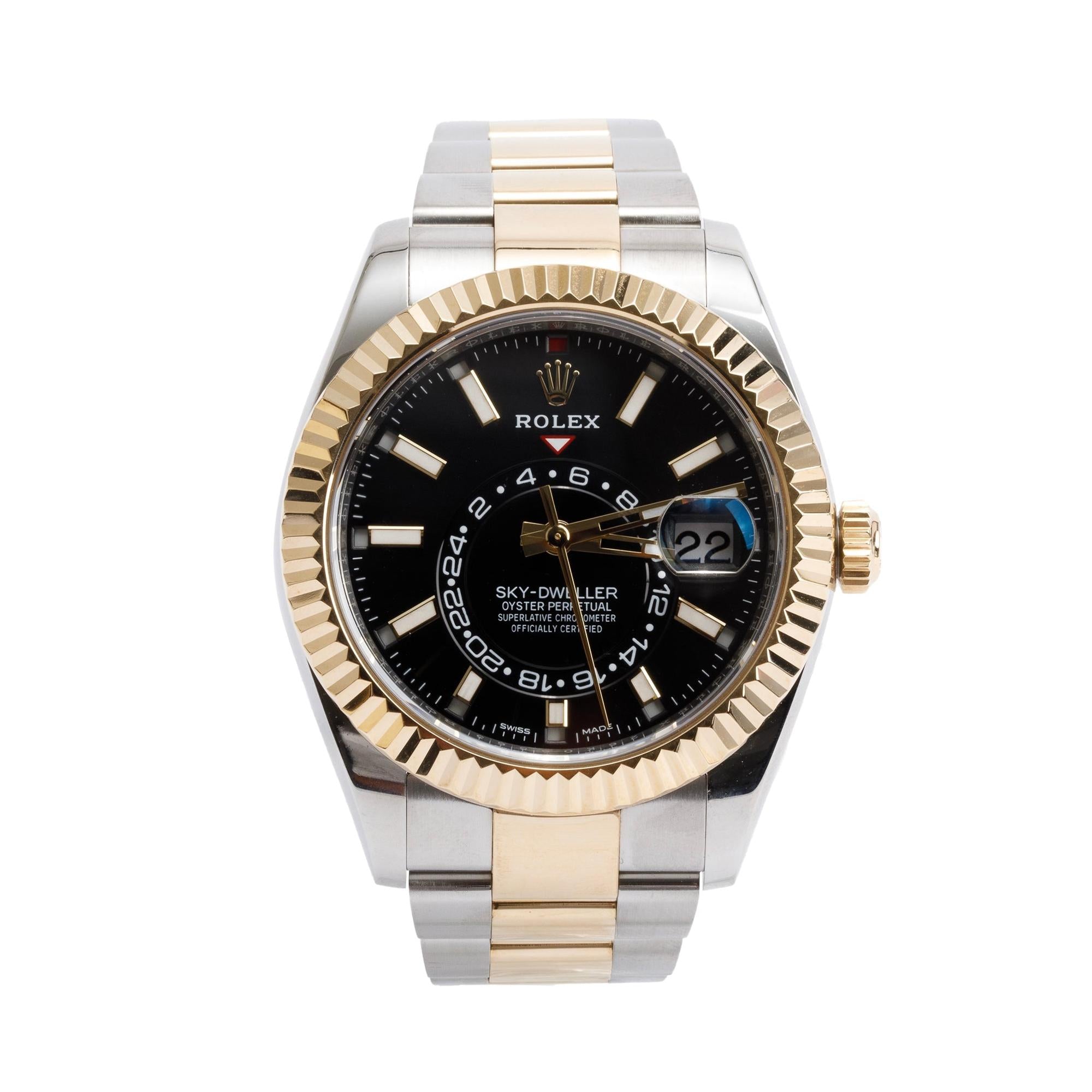 Rolex 2020 Stainless Steel & 18k Yellow Gold Sky-Dweller 42 MM Date Watch 326933 w/ Papers