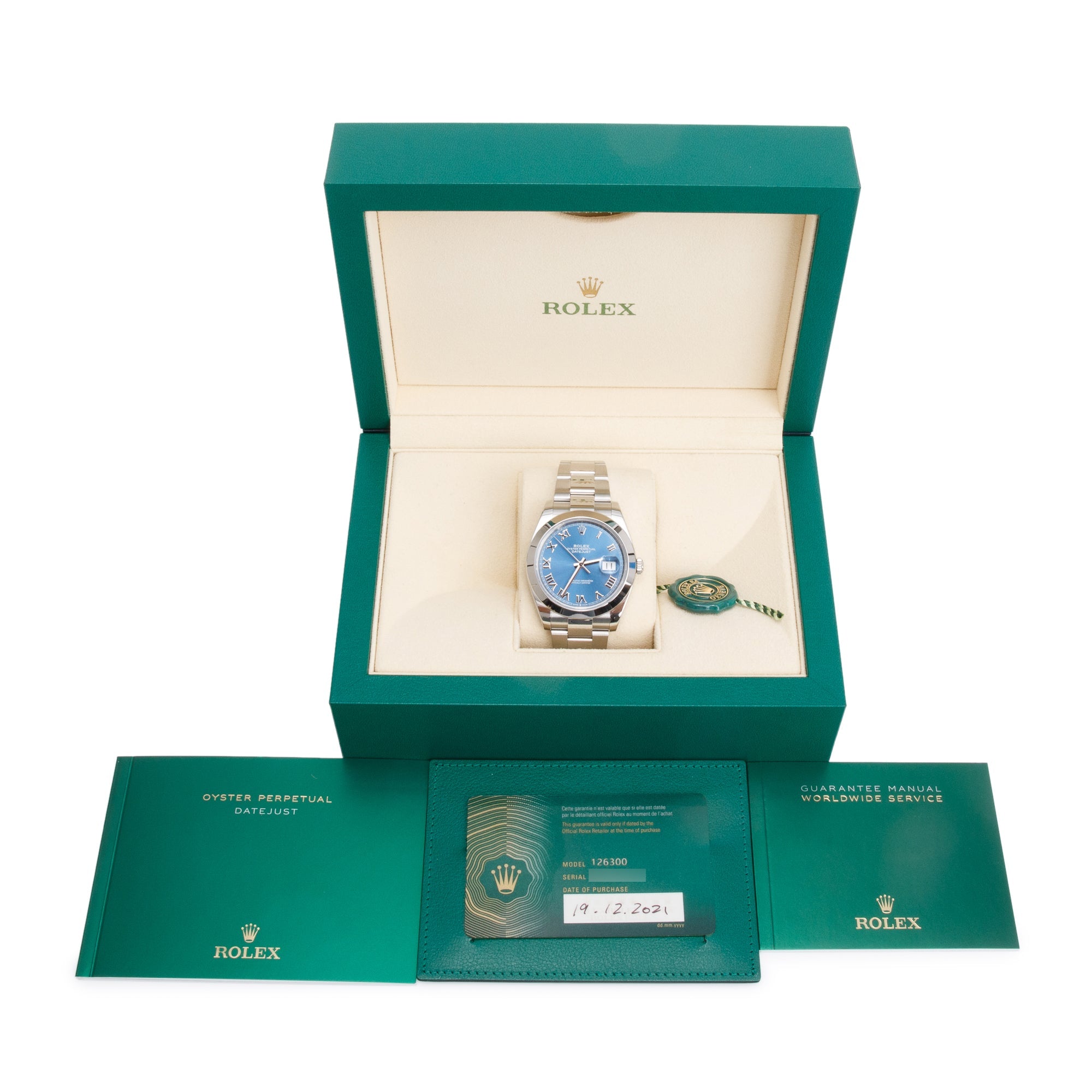 Rolex 2021 Stainless Steel Datejust 41 MM Blue Roman Dial Automatic Watch 126300 w/ Box & Papers