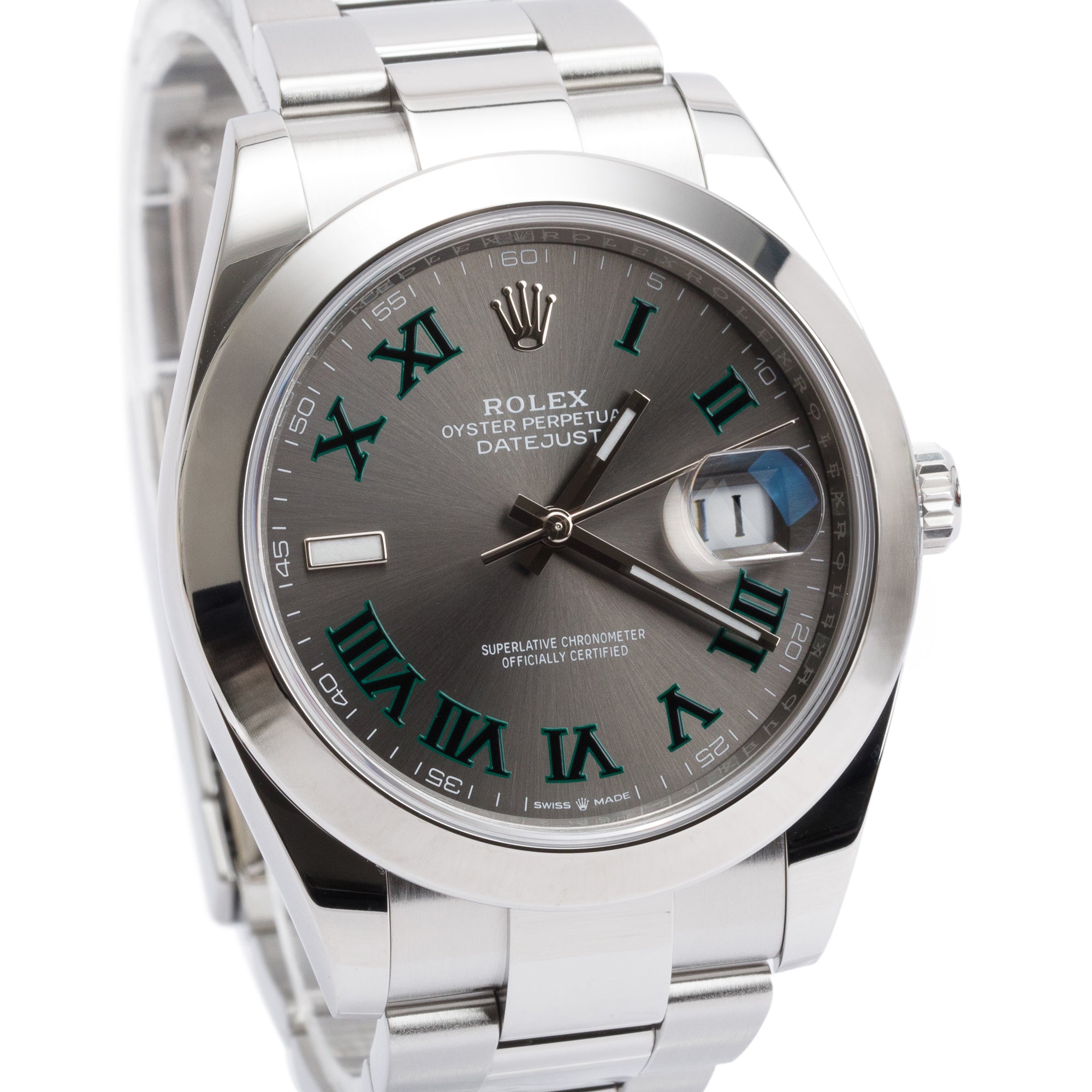 Rolex 2021 Stainless Steel Datejust 41 MM Wimbledon Dial Automatic Watch 126300 w/ Box & Papers