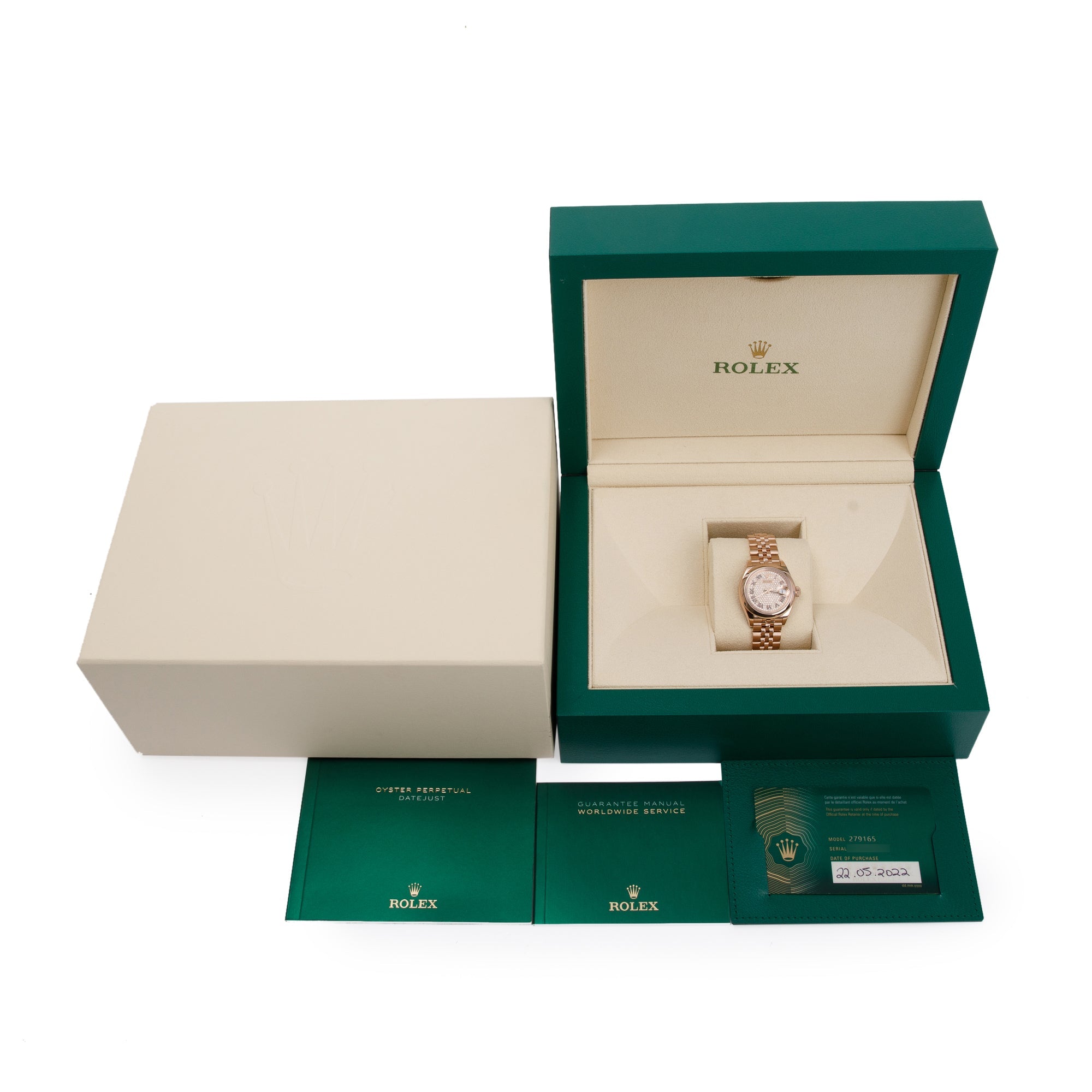 Rolex 2022 18k Everose Gold Pave Diamond Dial Datejust 28 MM Watch w/ Box & Papers