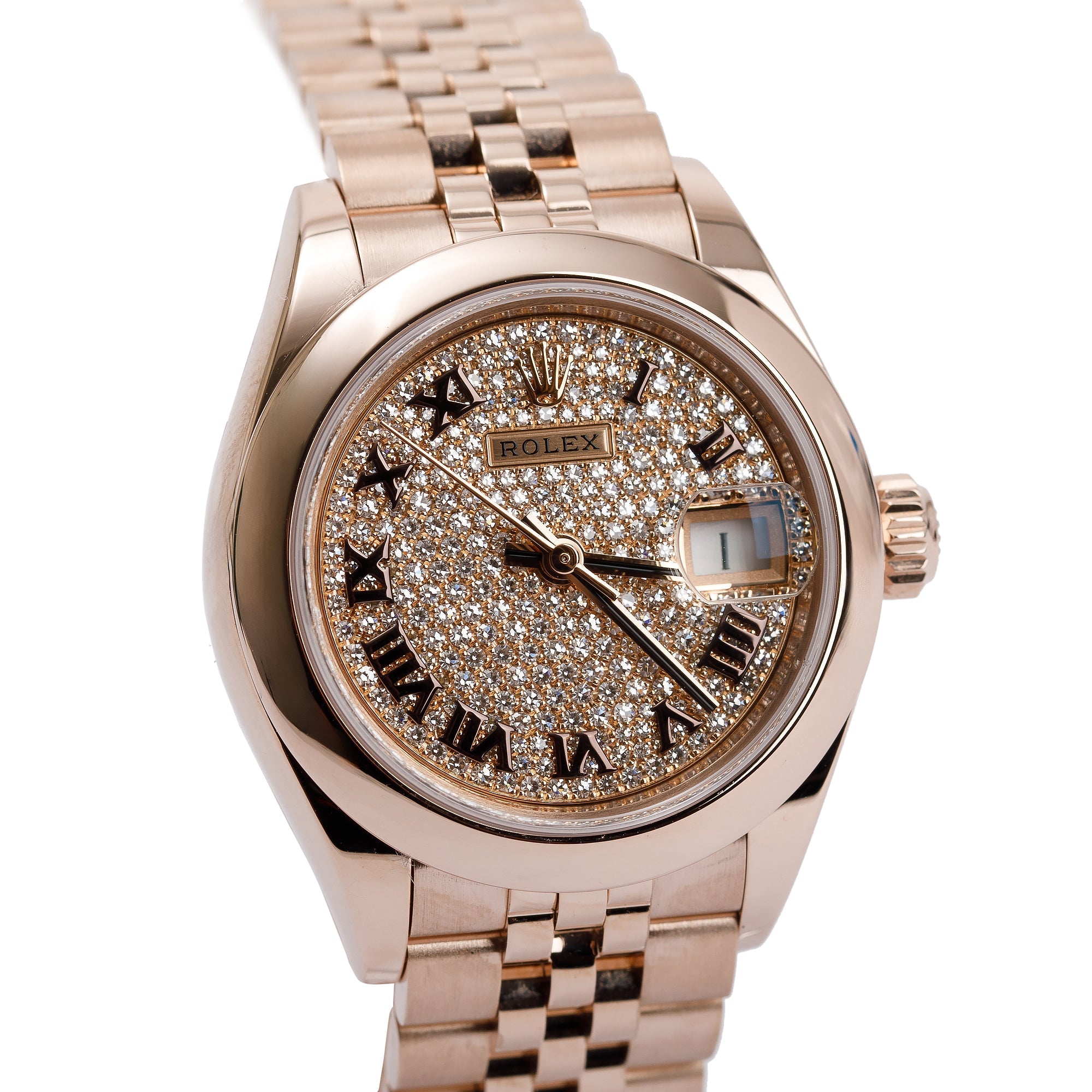 Rolex 2022 18k Everose Gold Pave Diamond Dial Datejust 28 MM Watch w/ Box & Papers