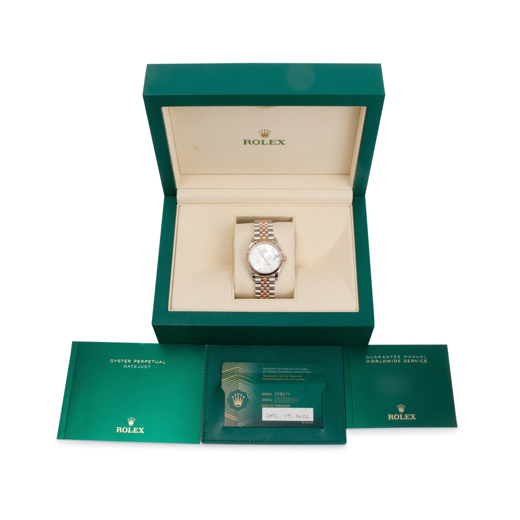 Rolex 2022 Stainless Steel & 18k Everose Gold Datejust Floral Motif Diamond Dial 31 MM Watch w/ Box