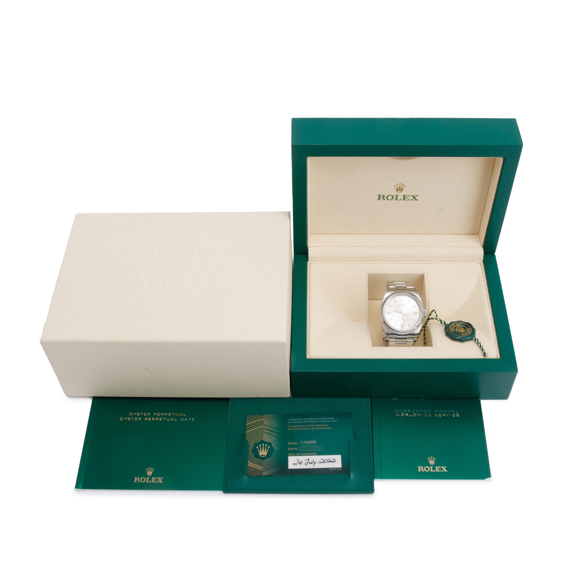 Rolex 2022 Stainless Steel Oyster Perpetual 36 MM Watch 126000 w/ Box & Papers