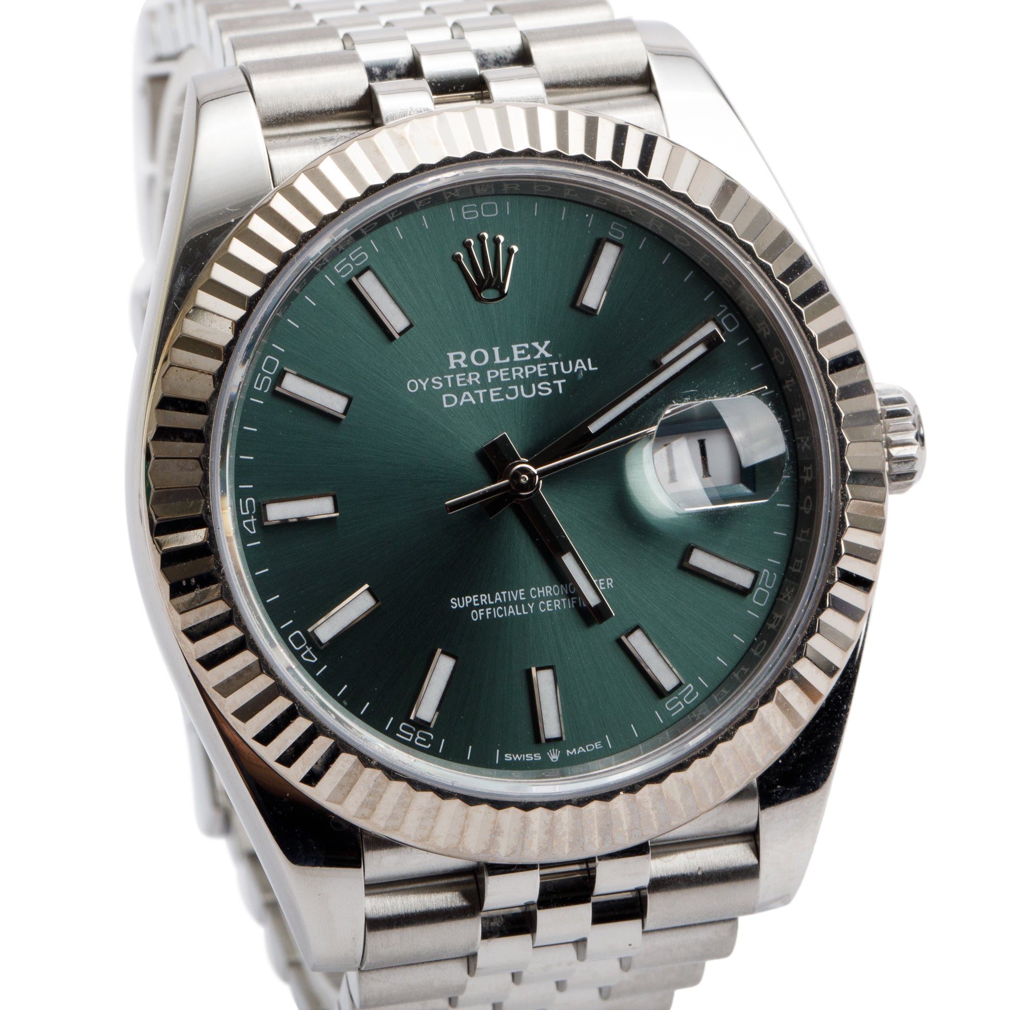 Rolex 2022 Stainless Steel Oyster Perpetual Datejust 41 MM Watch Mint Green Dial 126334 w/ Box & Papers
