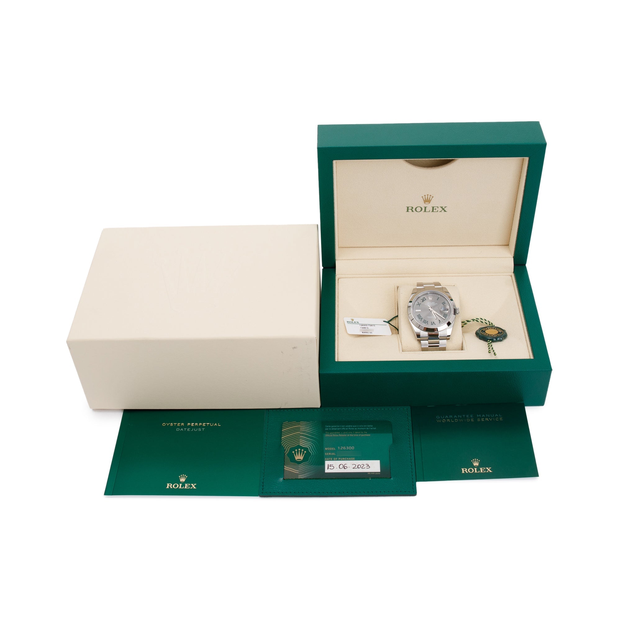 Rolex 2023 Stainless Steel Datejust 41 MM Wimbledon Dial Automatic Watch w/ Box & Papers