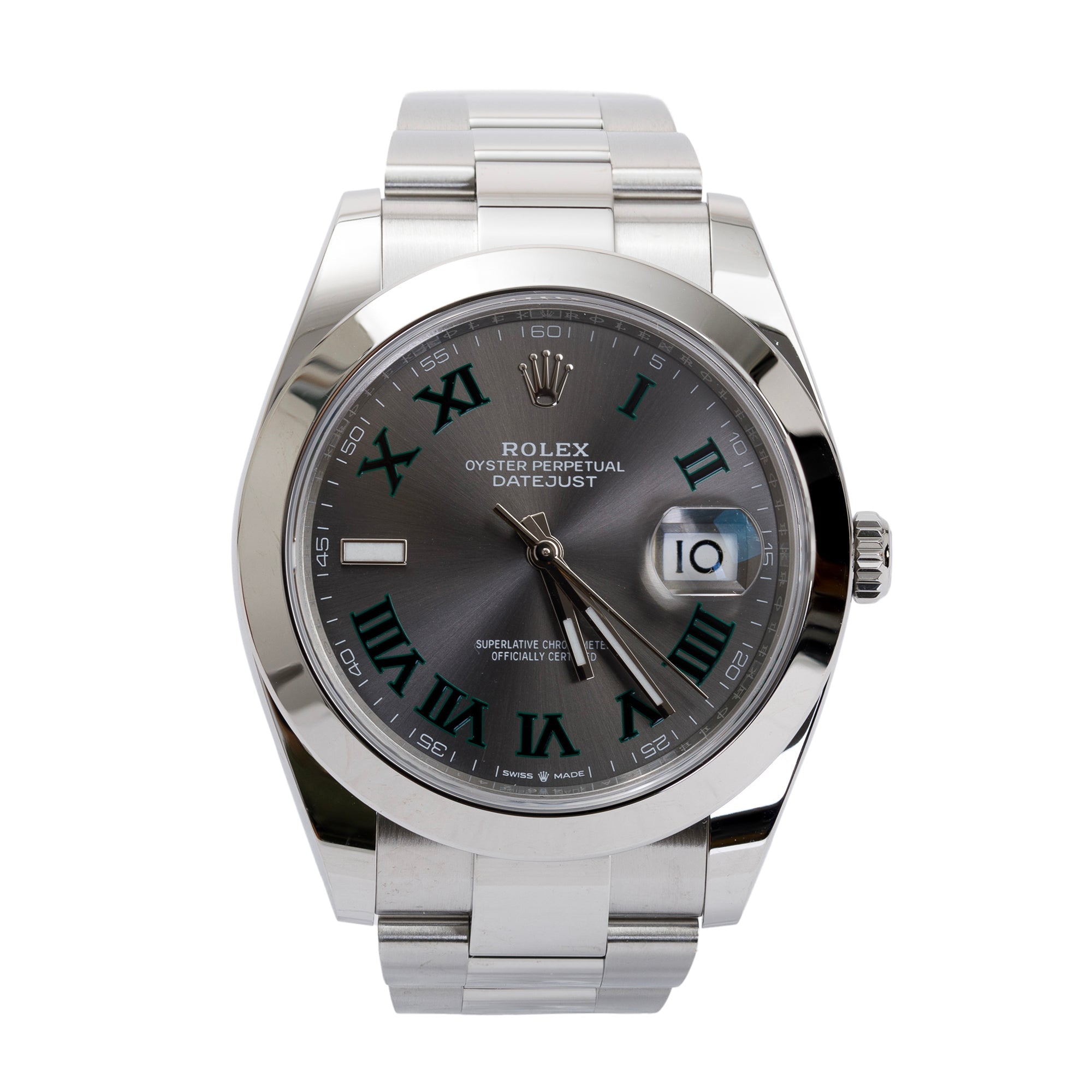 Rolex 2023 Stainless Steel Datejust 41 MM Wimbledon Dial Automatic Watch w/ Box & Papers