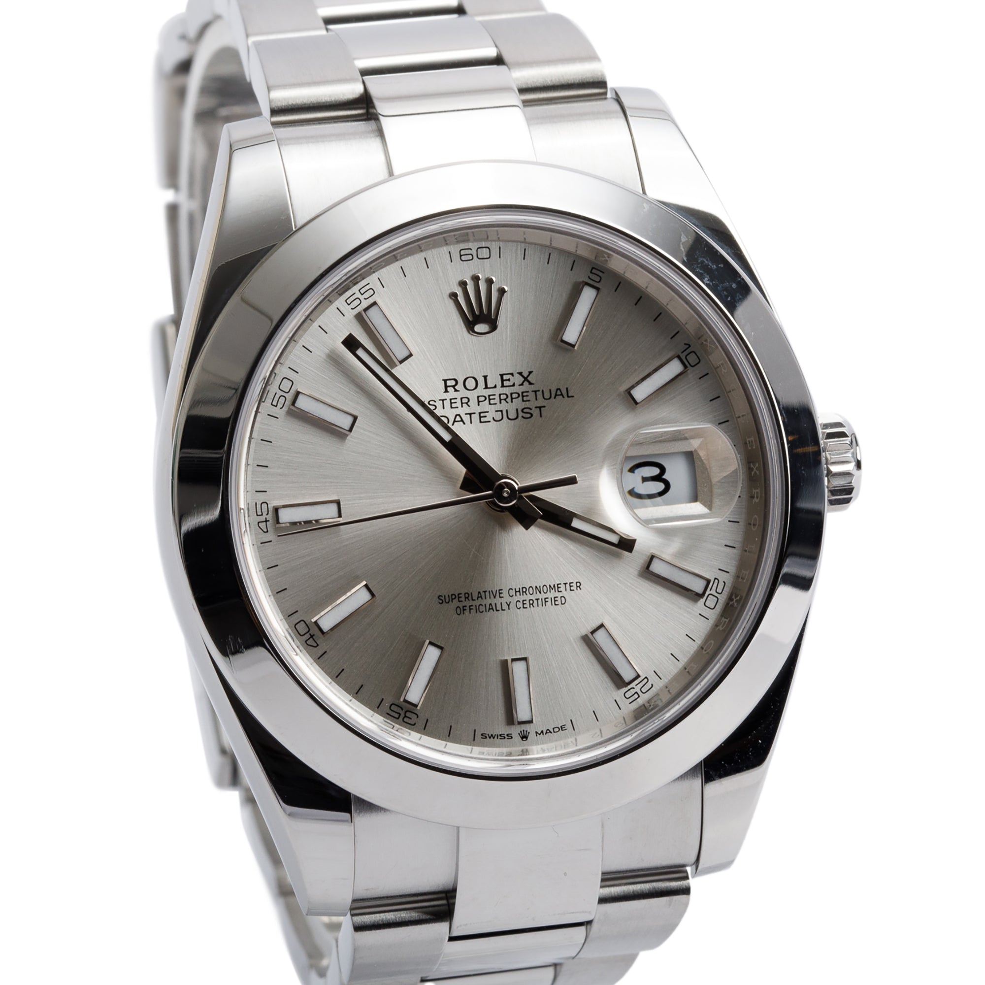 Rolex 2023 Stainless Steel Oyster Perpetual Silver Dial Datejust 41 MM Watch 126300 w/ Box & Papers