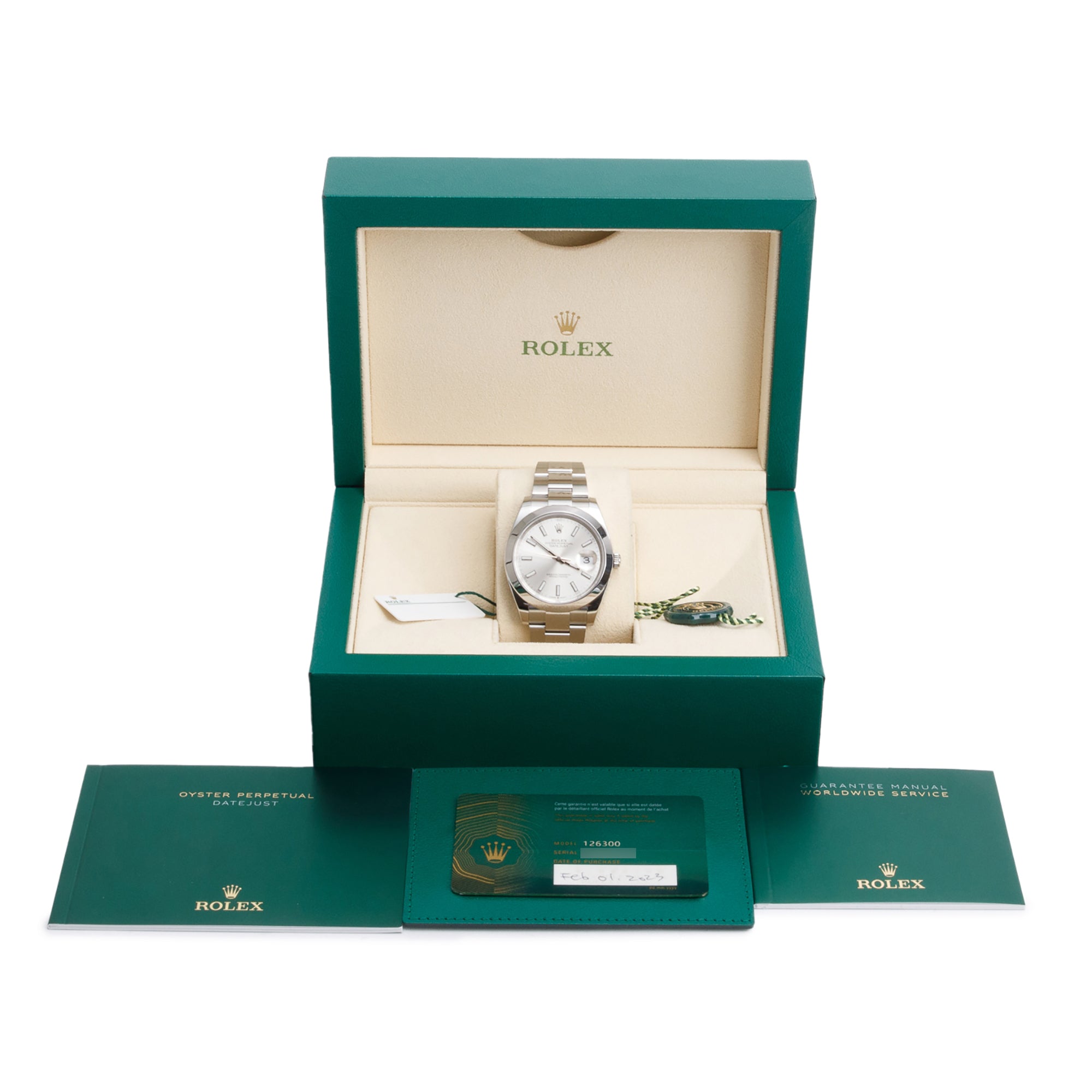 Rolex 2023 Stainless Steel Oyster Perpetual Silver Dial Datejust 41 MM Watch 126300 w/ Box & Papers