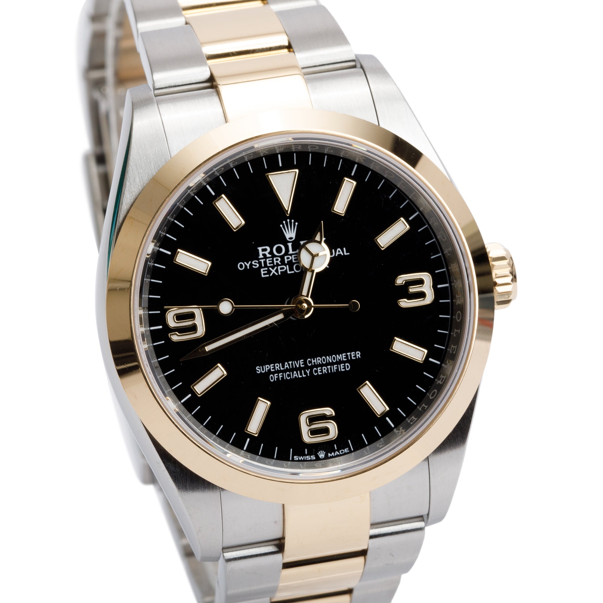 Rolex 2024 Stainless Steel & 18k Yellow Gold Oyster Perpetual Explorer 36 MM Watch Black Dial 124273 w Box & Papers