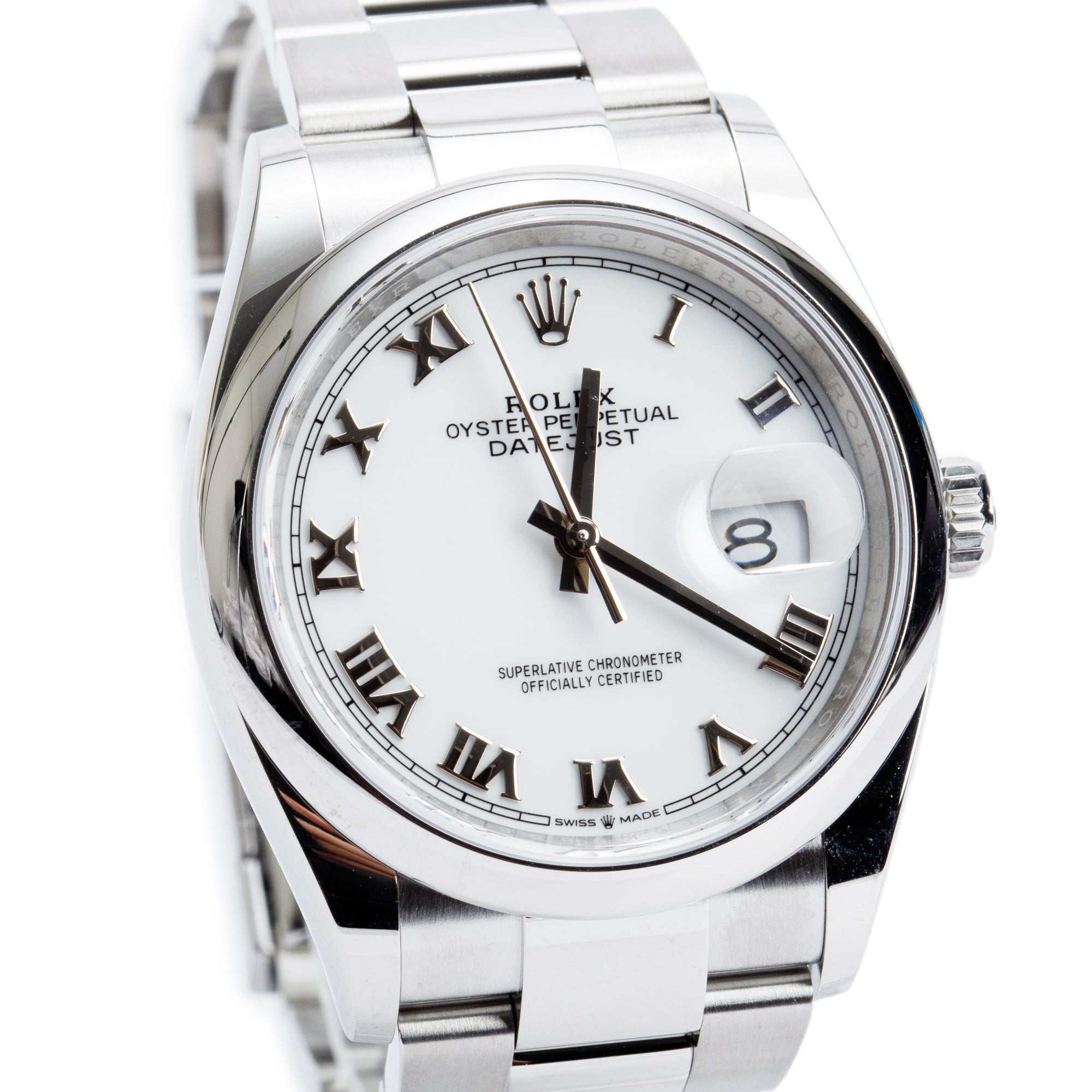 Rolex 2024 Stainless Steel Datejust 36 MM Automatic Watch White Dial 126200 w/ Box & Papers