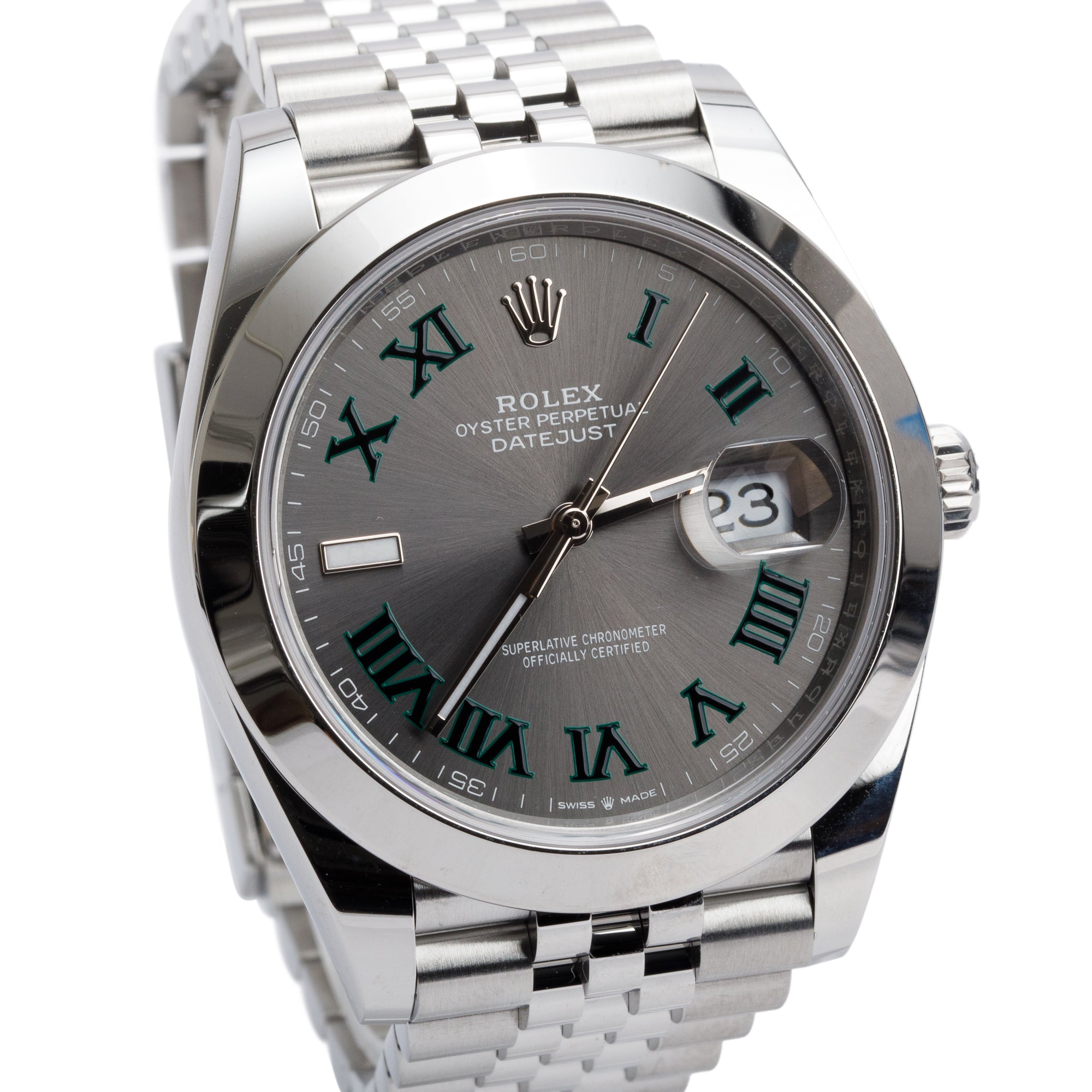 Rolex 2024 Stainless Steel Datejust 41 MM Wimbledon Dial Automatic Watch 126300 w/ Box & Papers